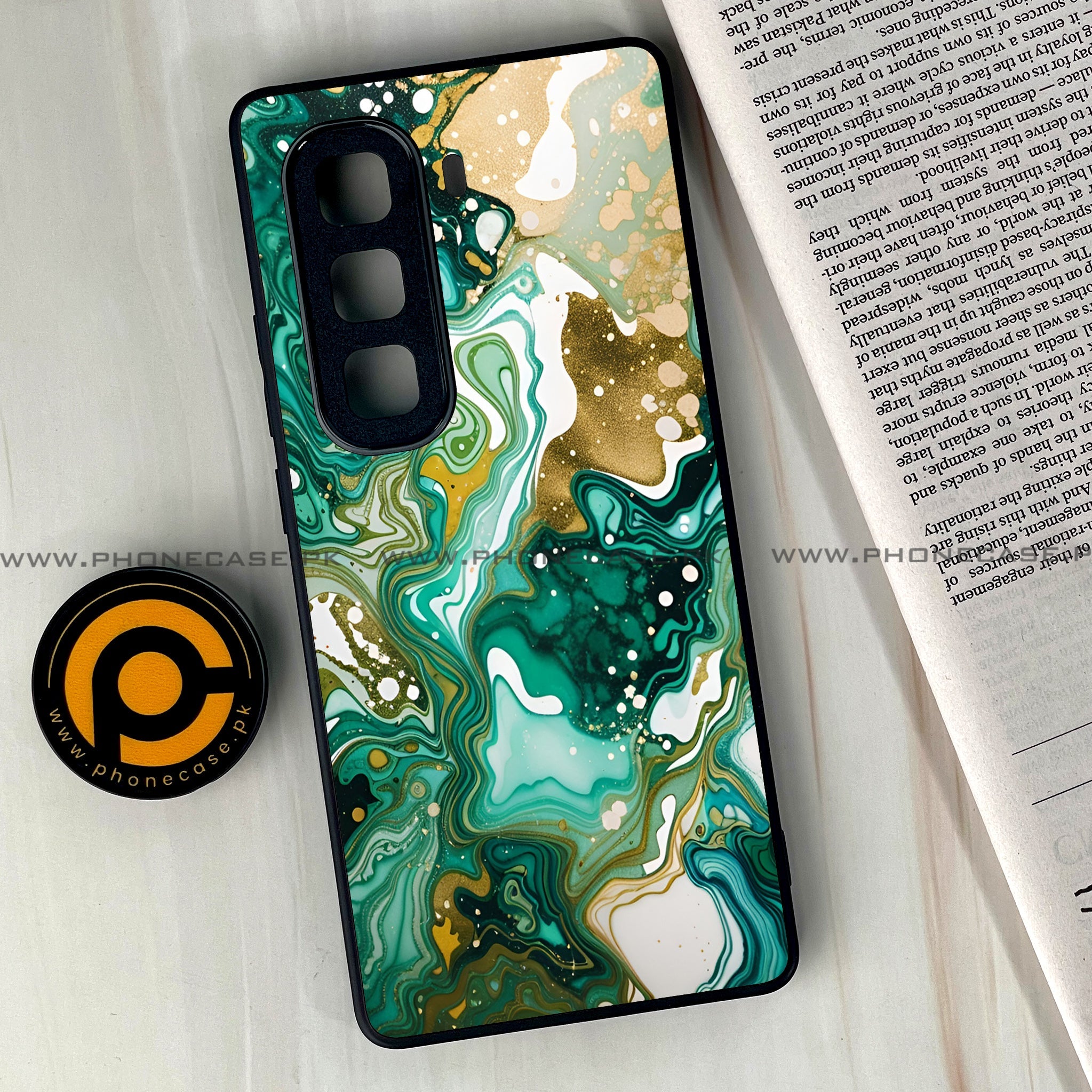 Infinix Hot 60 Pro Plus - Liquid Marble 2.0 Series - Premium Metal Printed soft Bumper shock Proof Case
