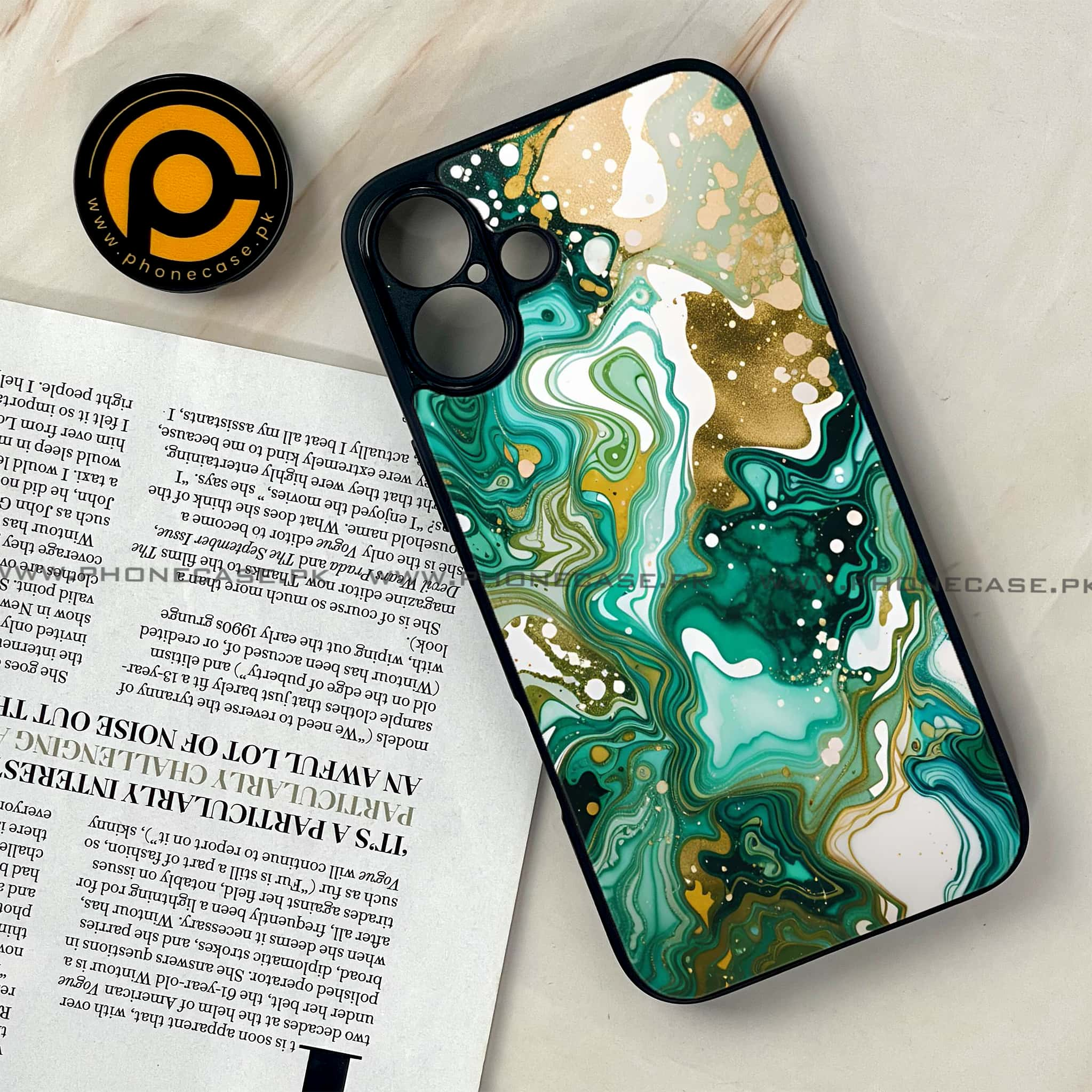 iPhone 16 - Liquid Marble 2.0 Series - Premium Printed Glass soft Bumper shock Proof Case