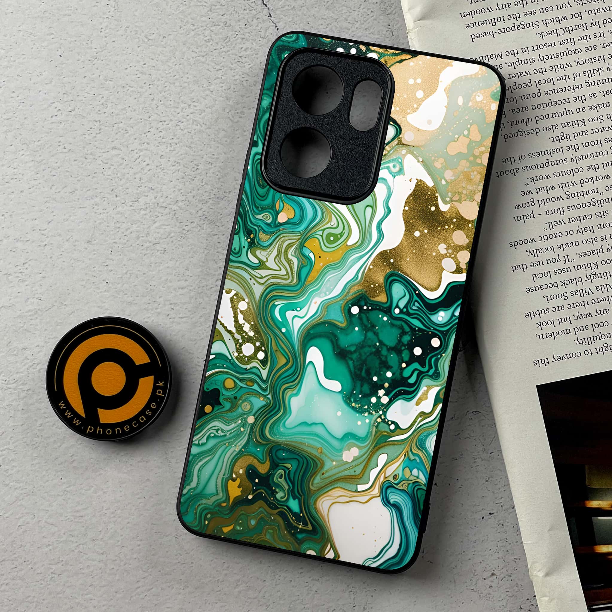 Oppo Reno 13F - Liquid Marble 2.0 Series - Premium Metal Printed Soft Bumper Shockproof Case