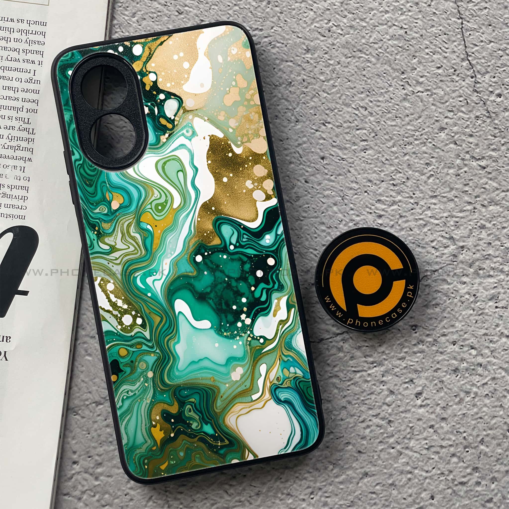 Oppo A18 4G - Liquid Marble 2.0 Series - Premium Printed Glass soft Bumper shock Proof Case