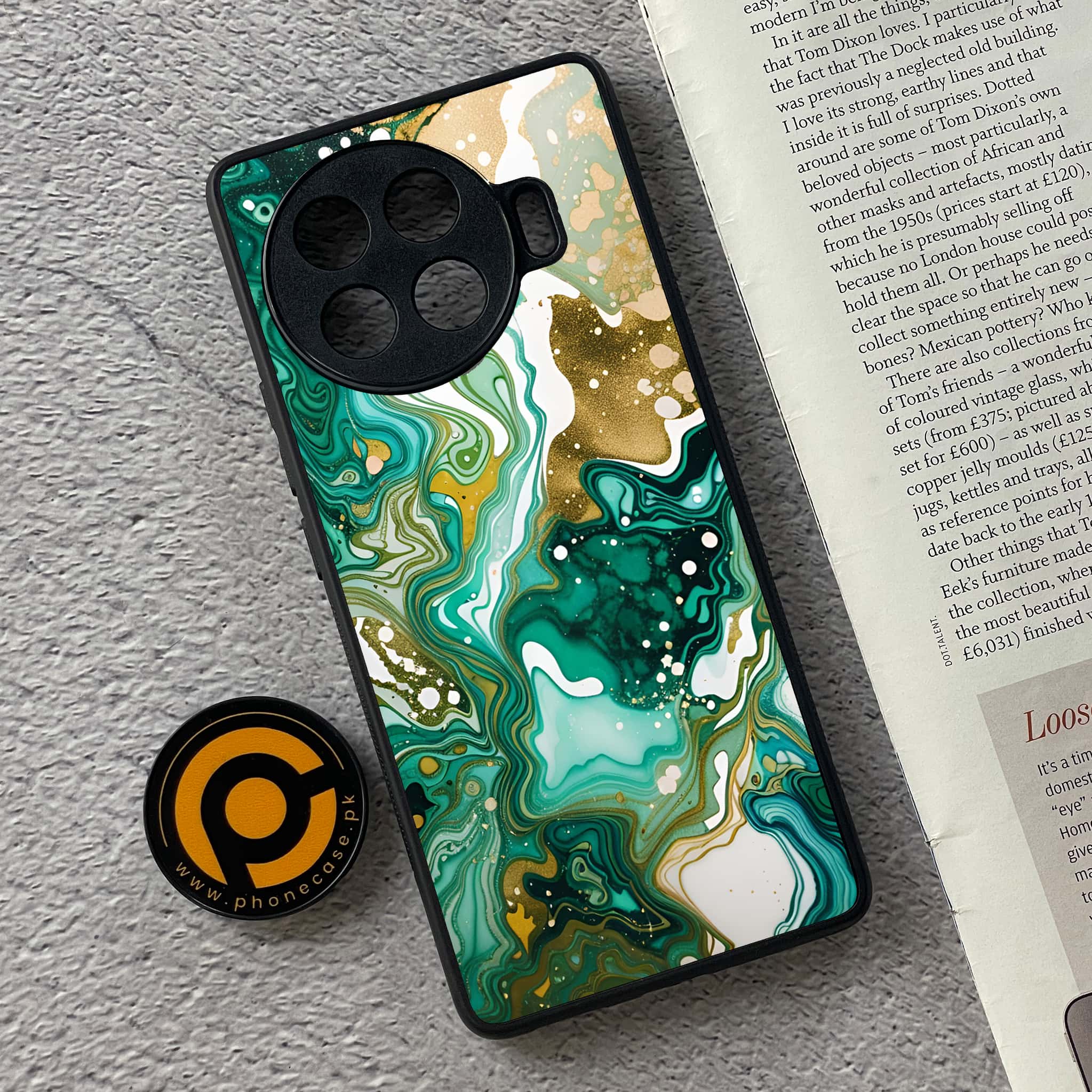 Tecno Spark 20 pro plus - Liquid Marble 2.0 Series - Premium Printed Glass soft Bumper shock Proof Case
