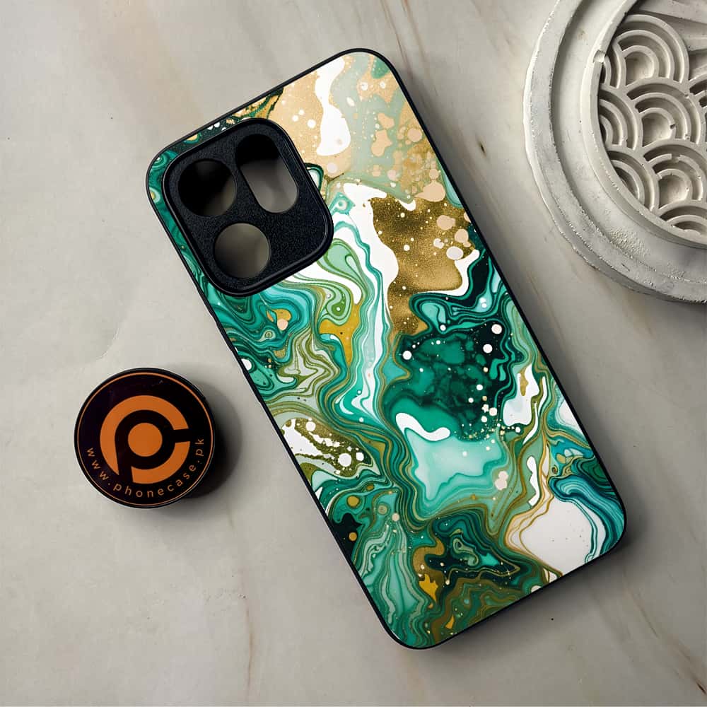 Oppo Reno 14F - Liquid Marble 2.0 Series - Premium Metal Printed Soft Bumper Shockproof Case
