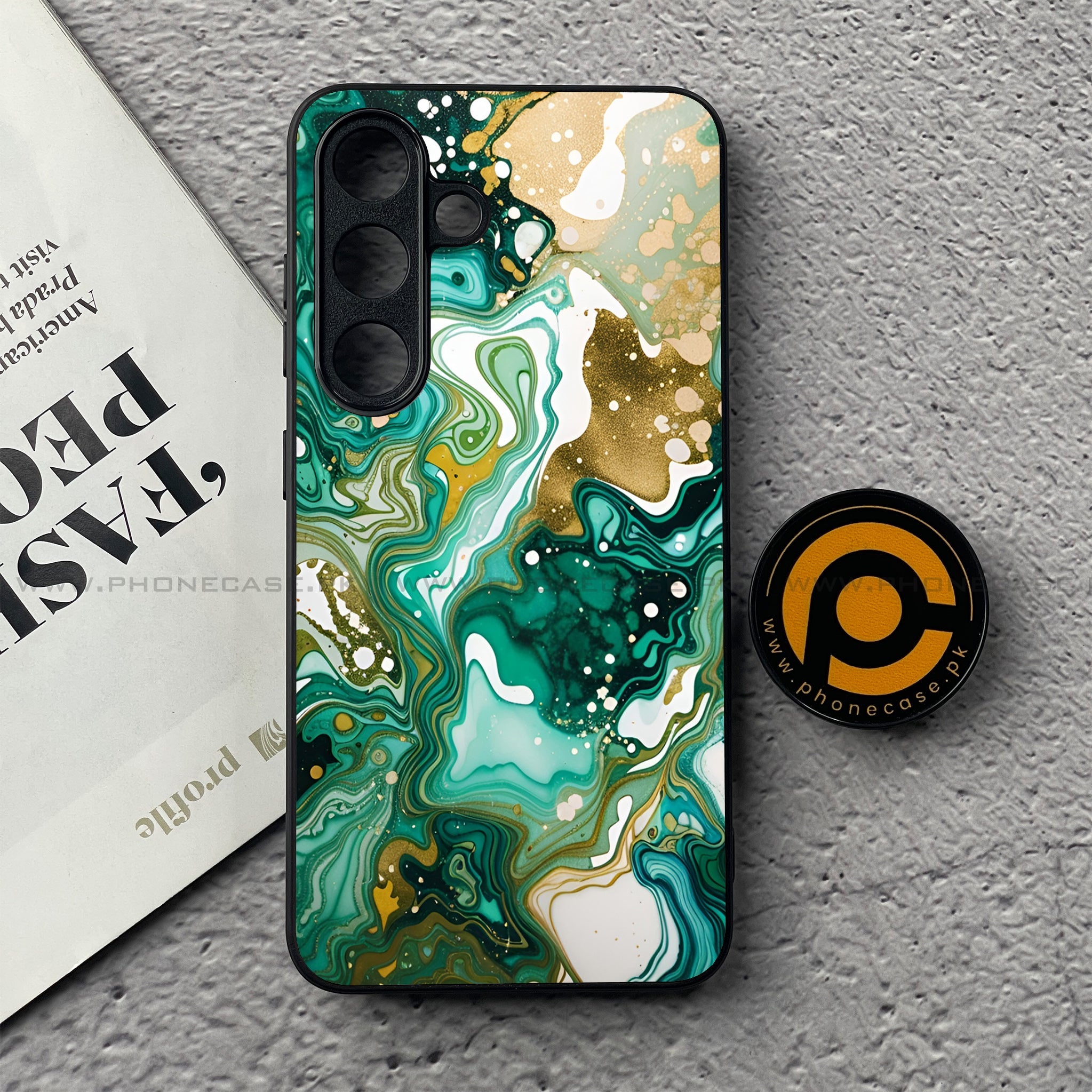Samsung Galaxy S25 FE - Liquid Marble 2.0 Series - Premium Metal Printed soft Bumper shock Proof Case