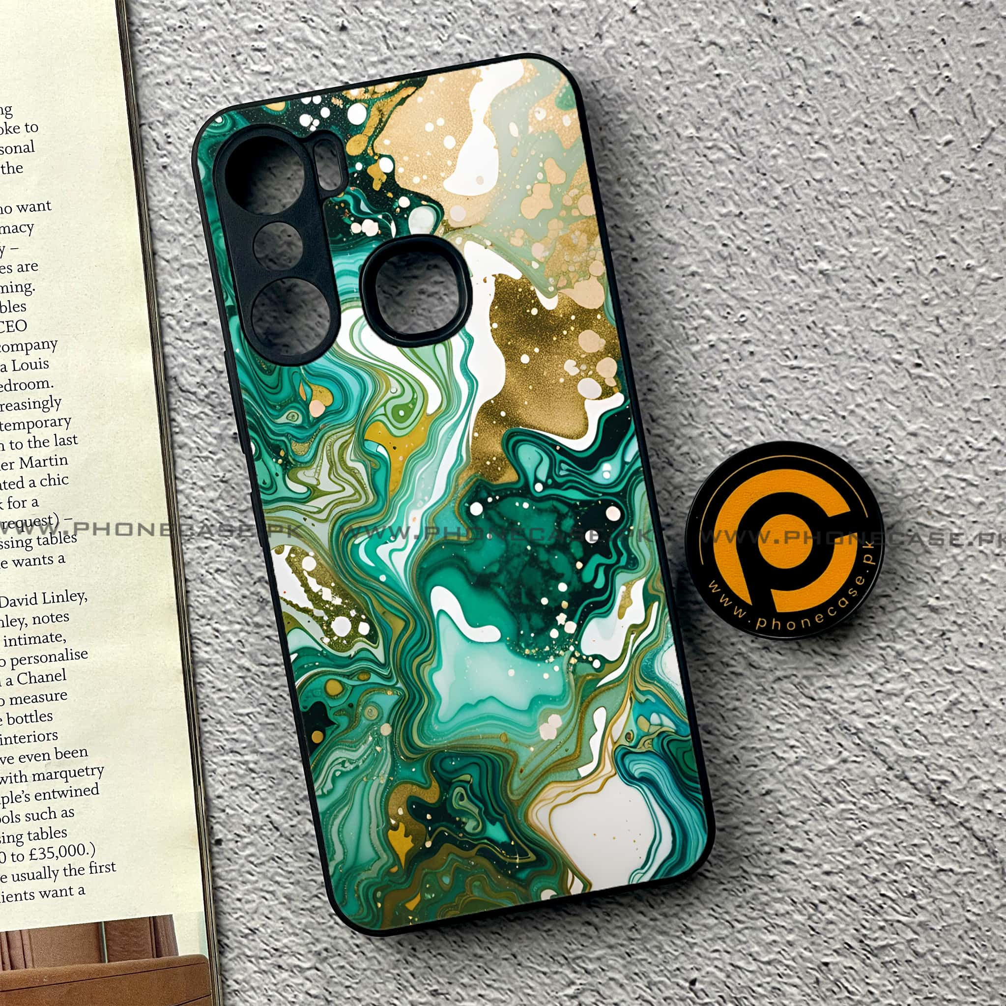 Infinix Hot 12 Pro - Liquid Marble 2.0 Series - Premium Printed Glass soft Bumper shock Proof Case