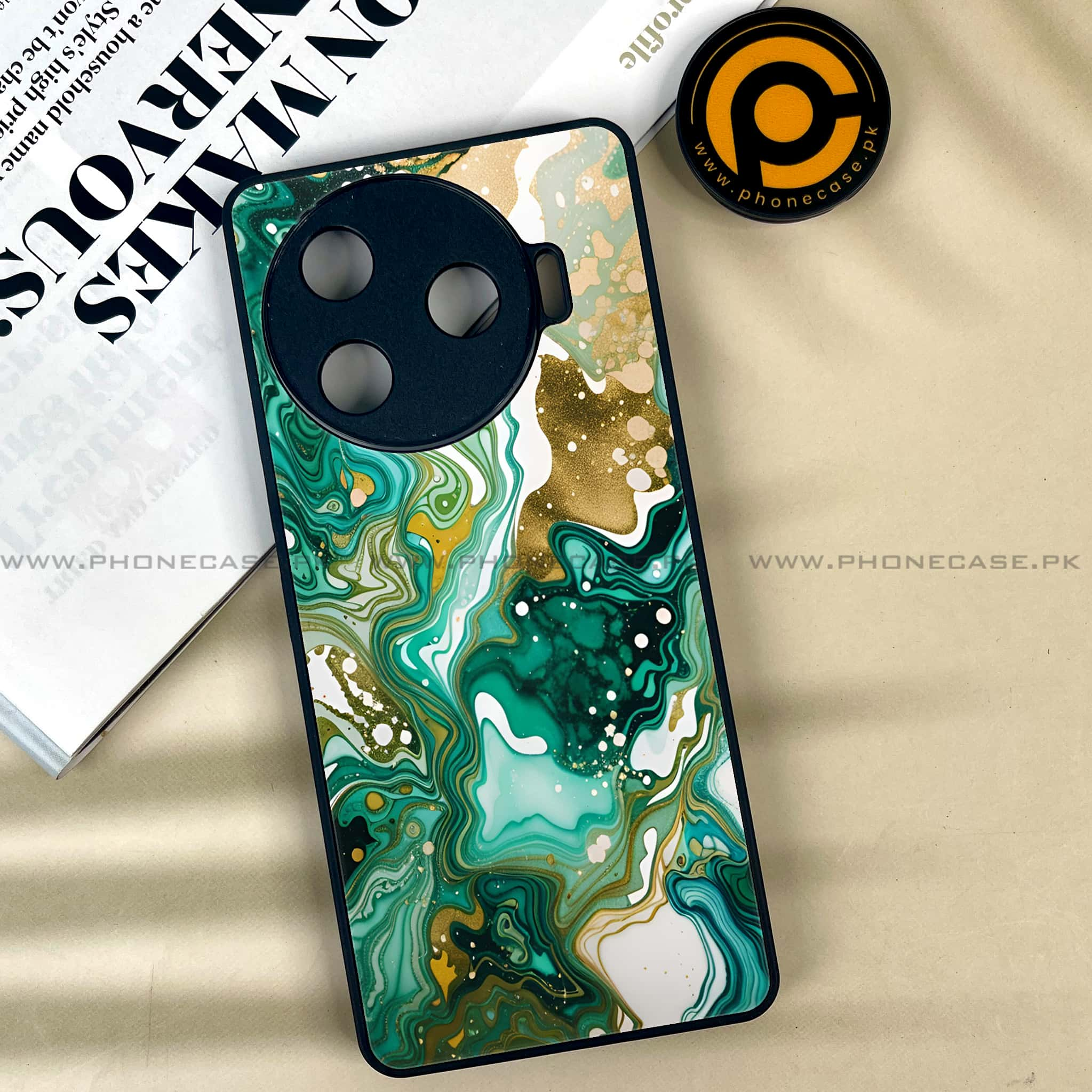 Tecno Camon 30 Pro - Liquid Marble 2.0 Series - Premium Printed Glass soft Bumper shock Proof Case