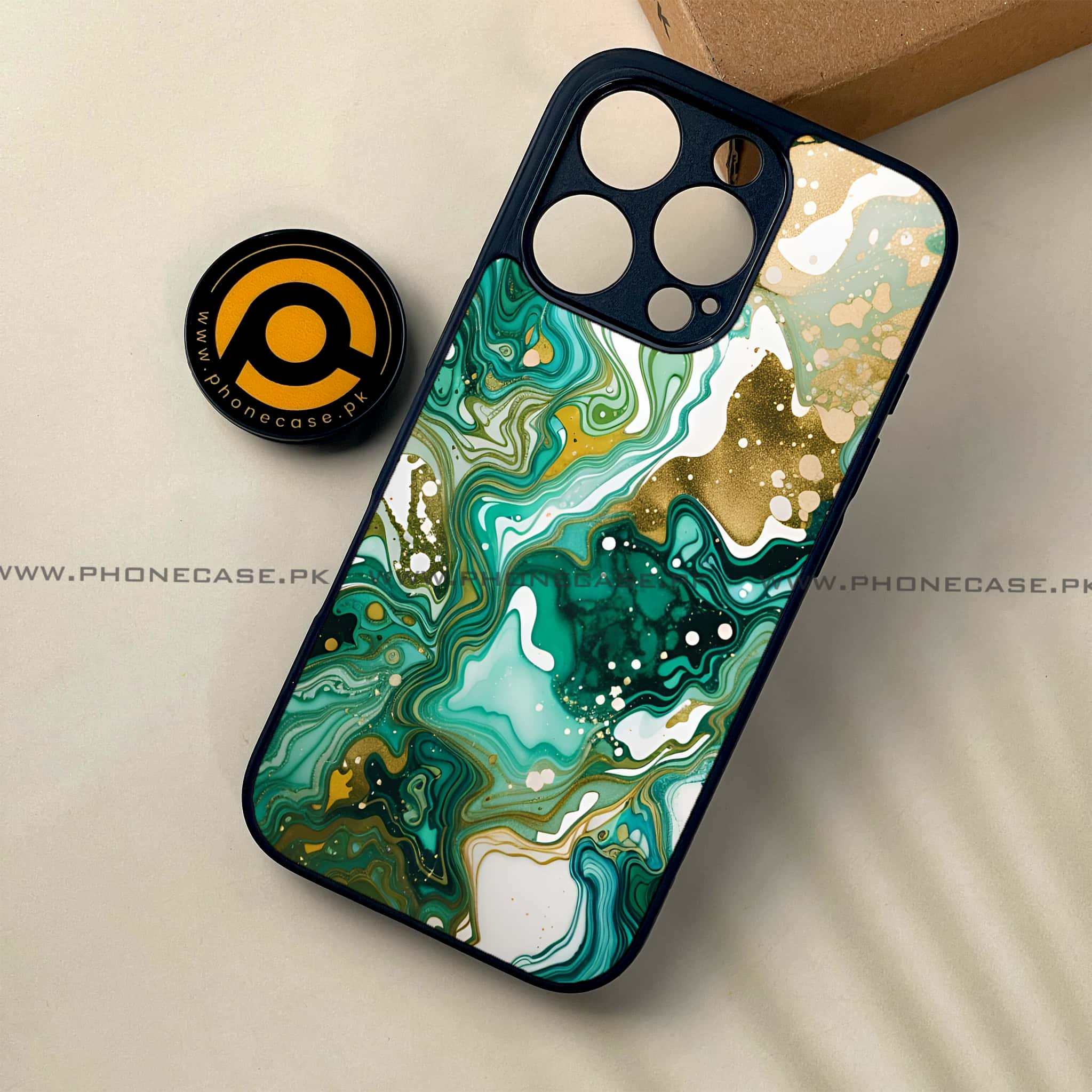 iPhone 16 Pro - Liquid Marble 2.0 Series - Premium Printed Glass soft Bumper shock Proof Case