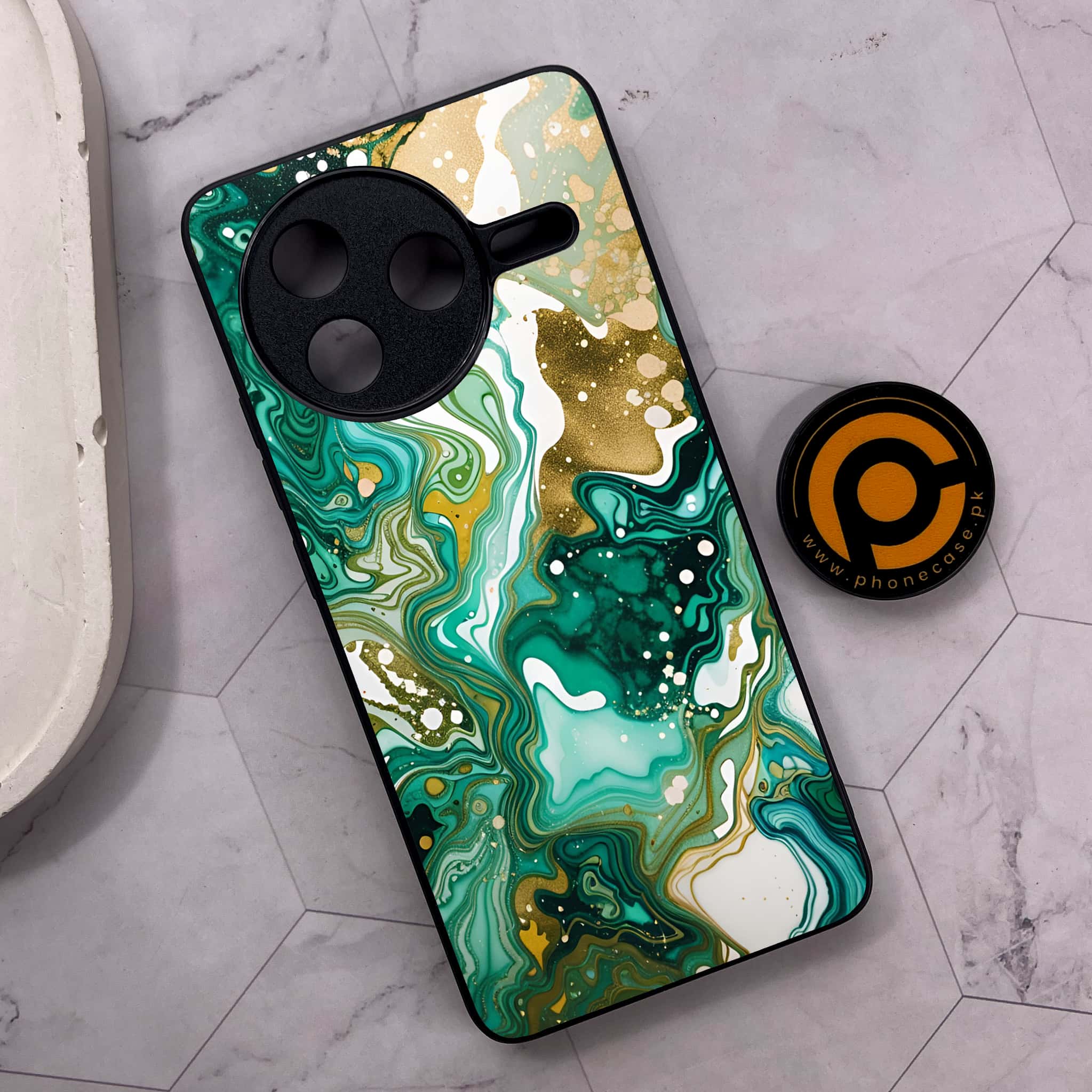Xiaomi Poco F7 Pro 5G - Liquid Marble 2.0 Series - Premium Metal Printed soft Bumper shock Proof Case