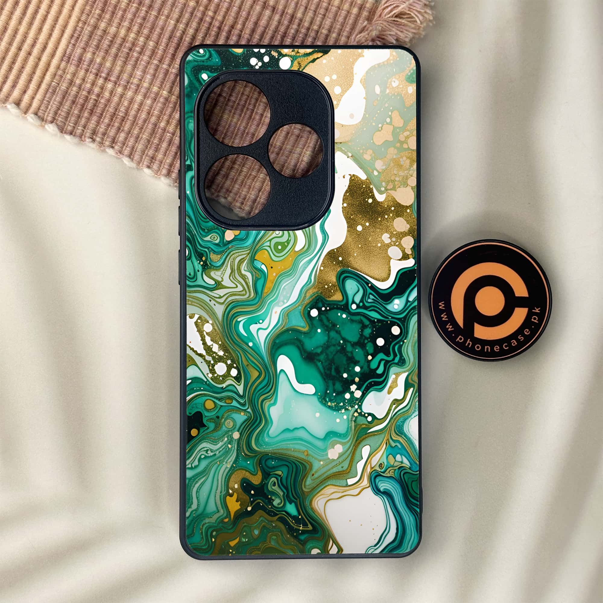 Realme GT 6 - Liquid Marble 2.0 Series - Premium Metal Printed soft Bumper shock Proof Case