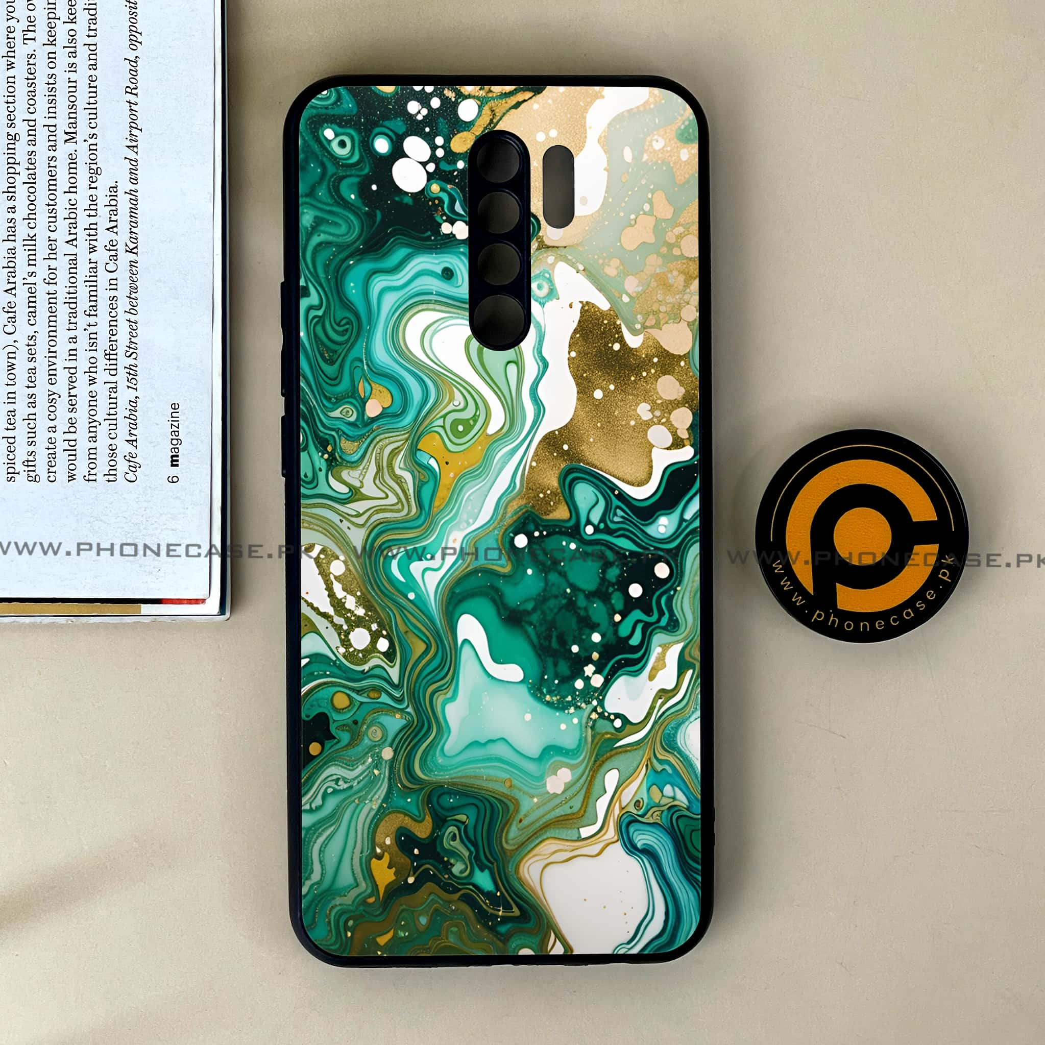 Xiaomi Redmi 9 - Liquid Marble 2.0 Series - Premium Printed Glass soft Bumper shock Proof Case