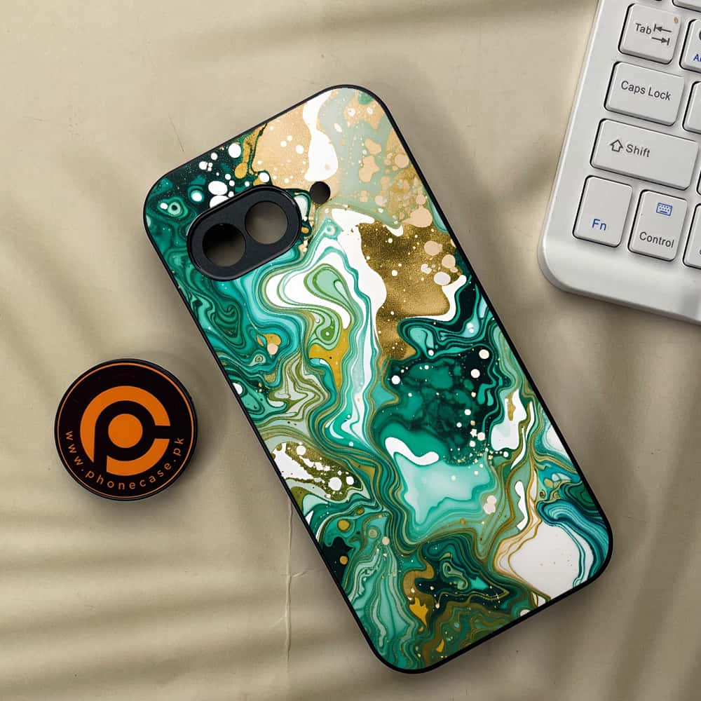 Google Pixel 9a - Liquid Marble 2.0 Series - Premium Metal Printed soft Bumper Shock Proof Case