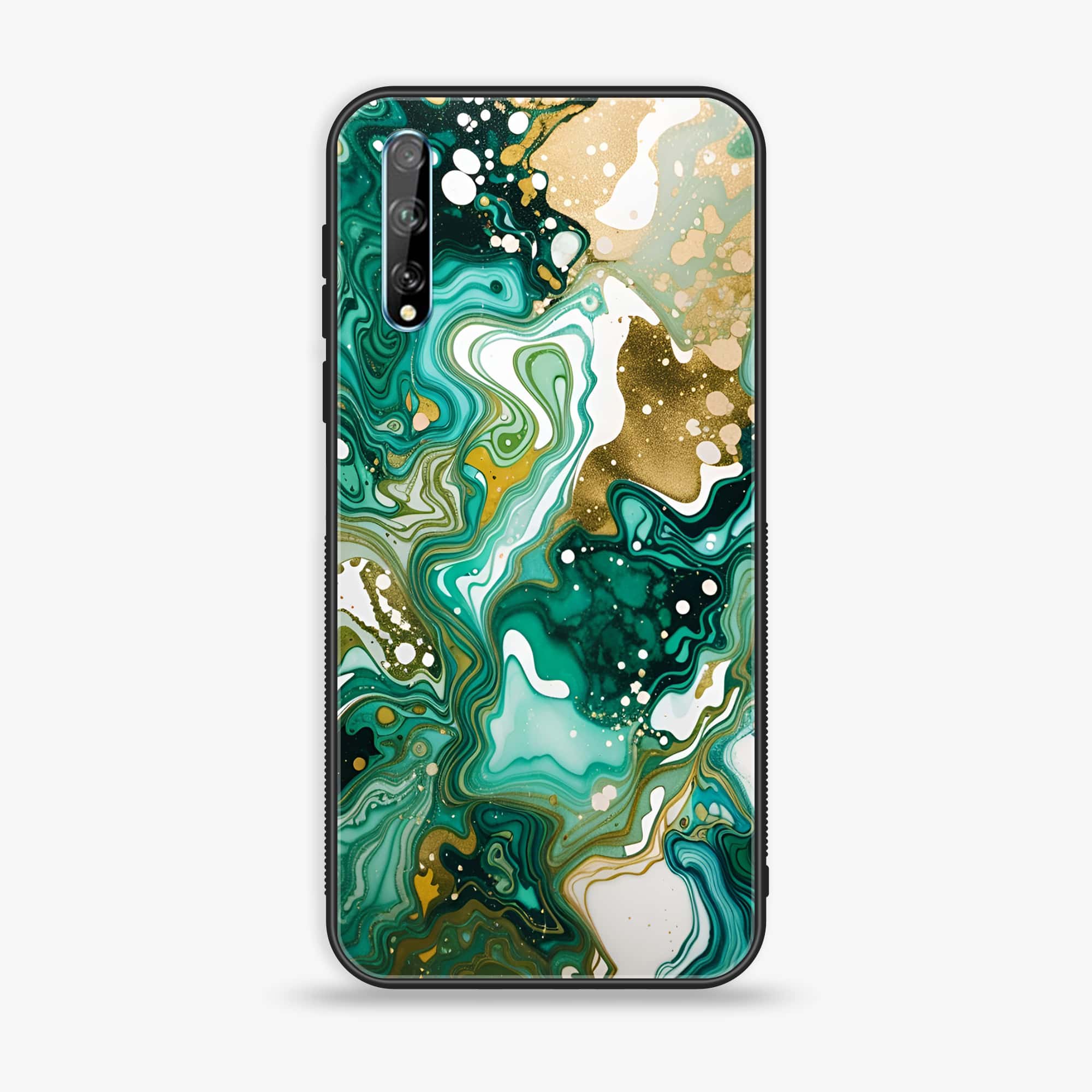 Huawei Y8p - Liquid Marble 2.0 Series - Premium Printed Glass soft Bumper shock Proof Case