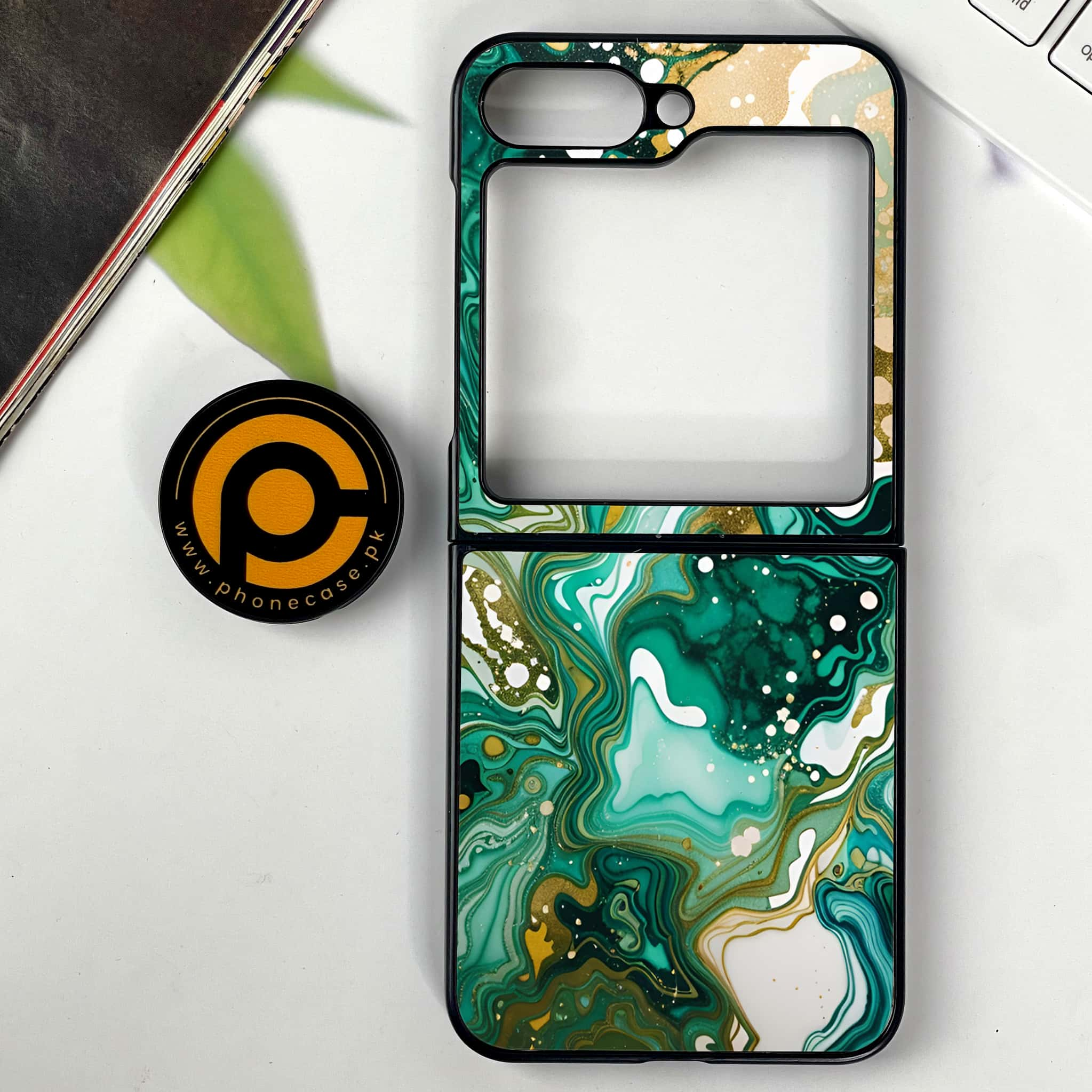 Galaxy Z Flip 6 - Liquid Marble 2.0 Series - Premium Printed Glass soft Bumper shock Proof Case