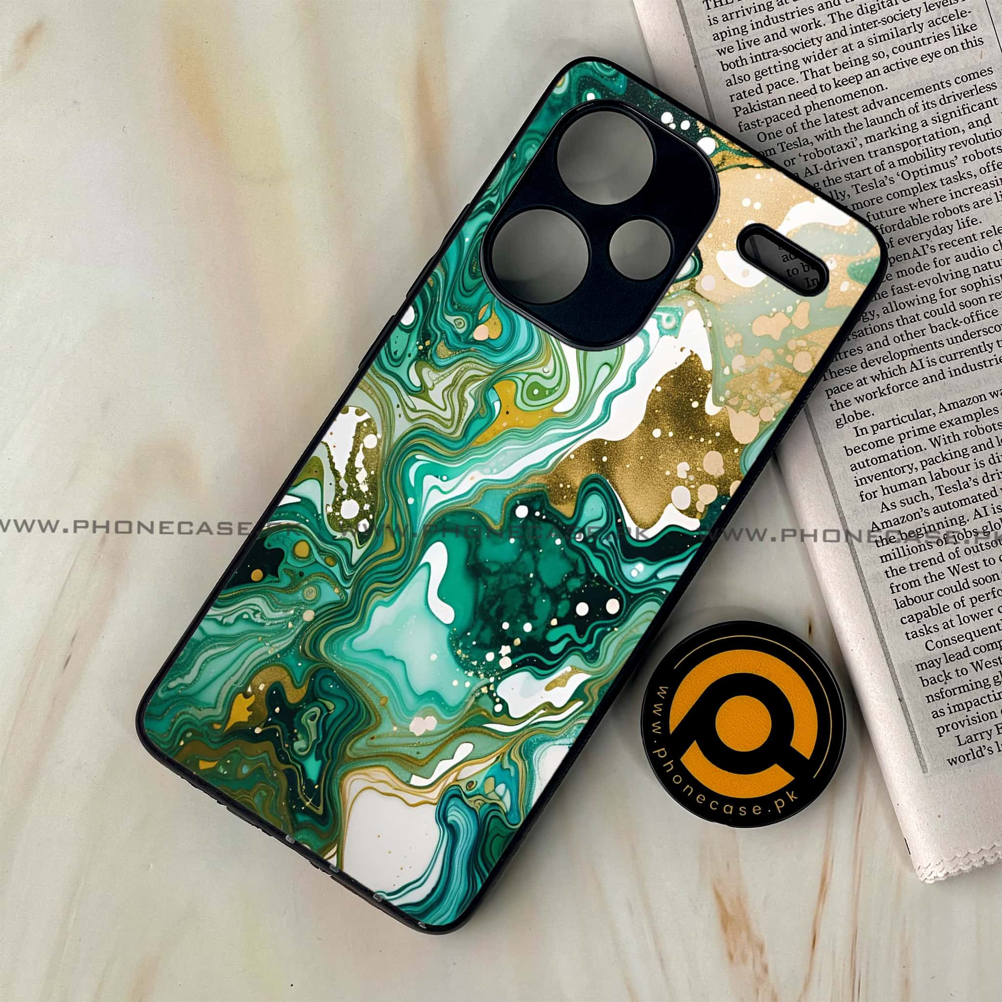 Redmi Note 13 Pro Plus 5G - Liquid Marble 2.0 Series - Premium Printed Glass soft Bumper shock Proof Case