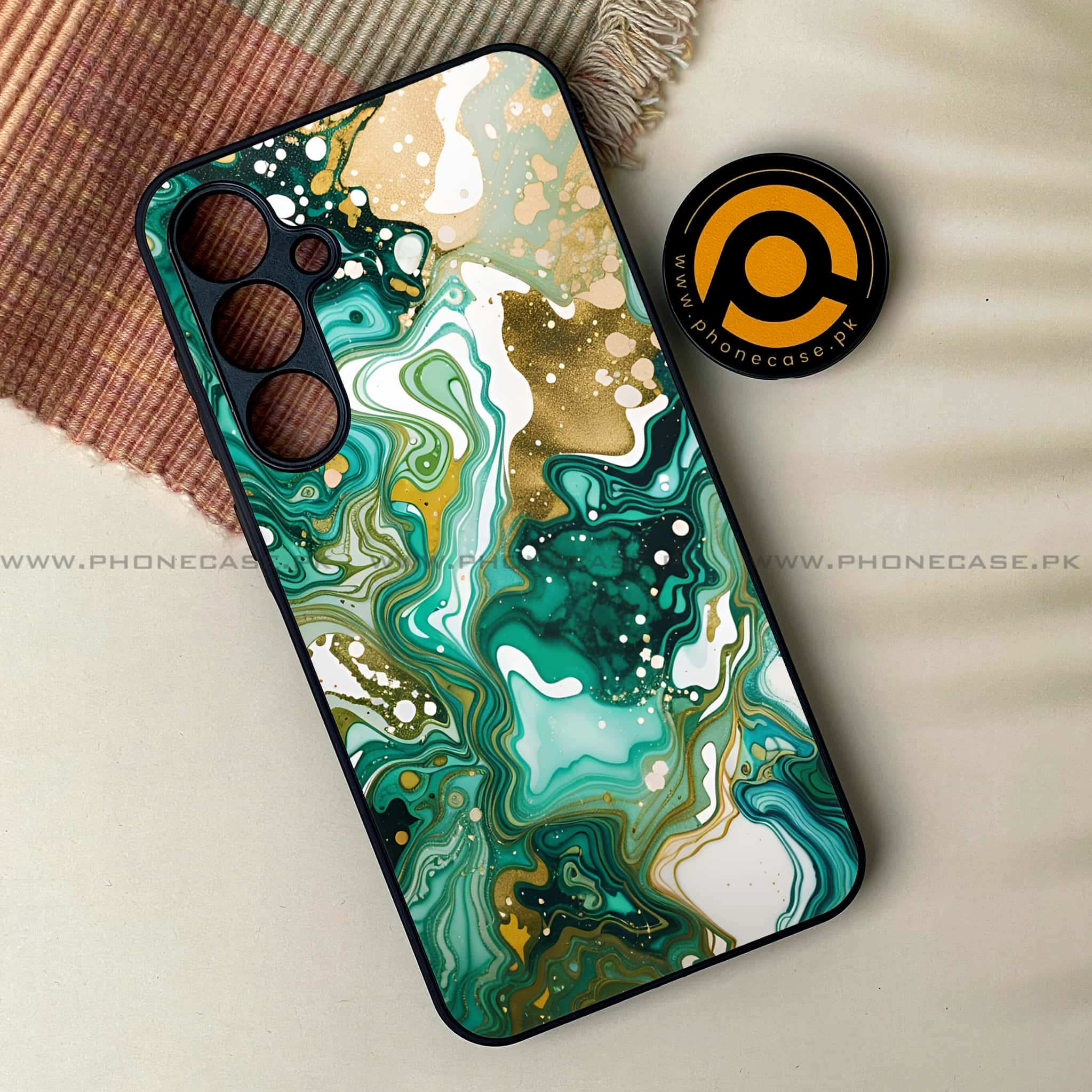 Samsung Galaxy A25 - Liquid Marble 2.0 Series - Premium Printed Glass soft Bumper shock Proof Case