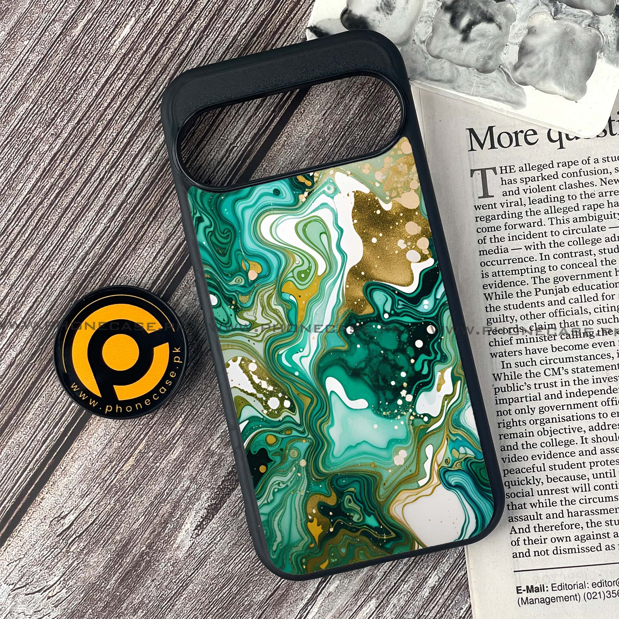 Google Pixel 9 - Liquid Marble 2.0 Series - Premium Metal Printed soft Bumper Shock Proof Case