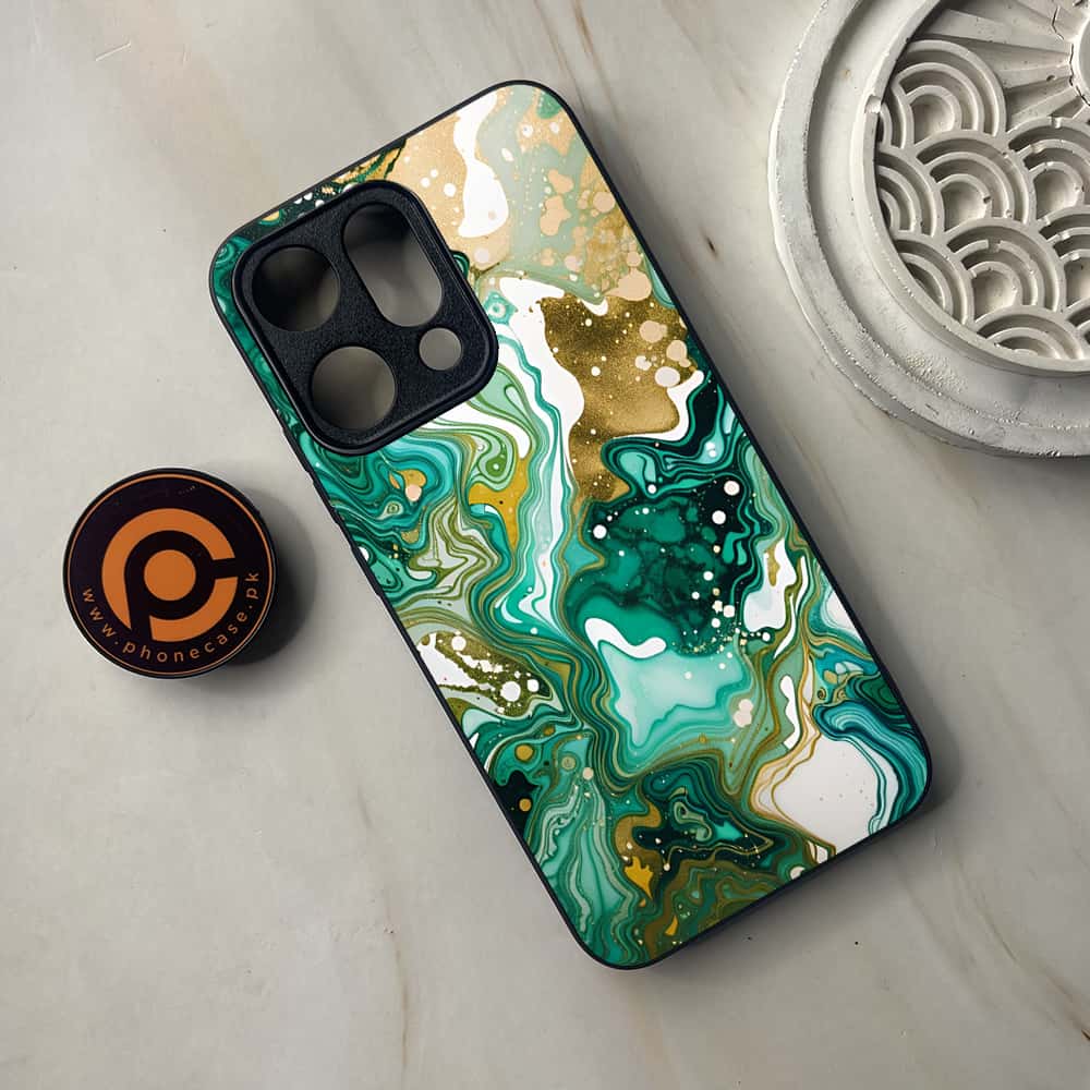 Oppo Reno 14 5G - Liquid Marble 2.0 Series - Premium Metal Printed soft Bumper shock Proof Case