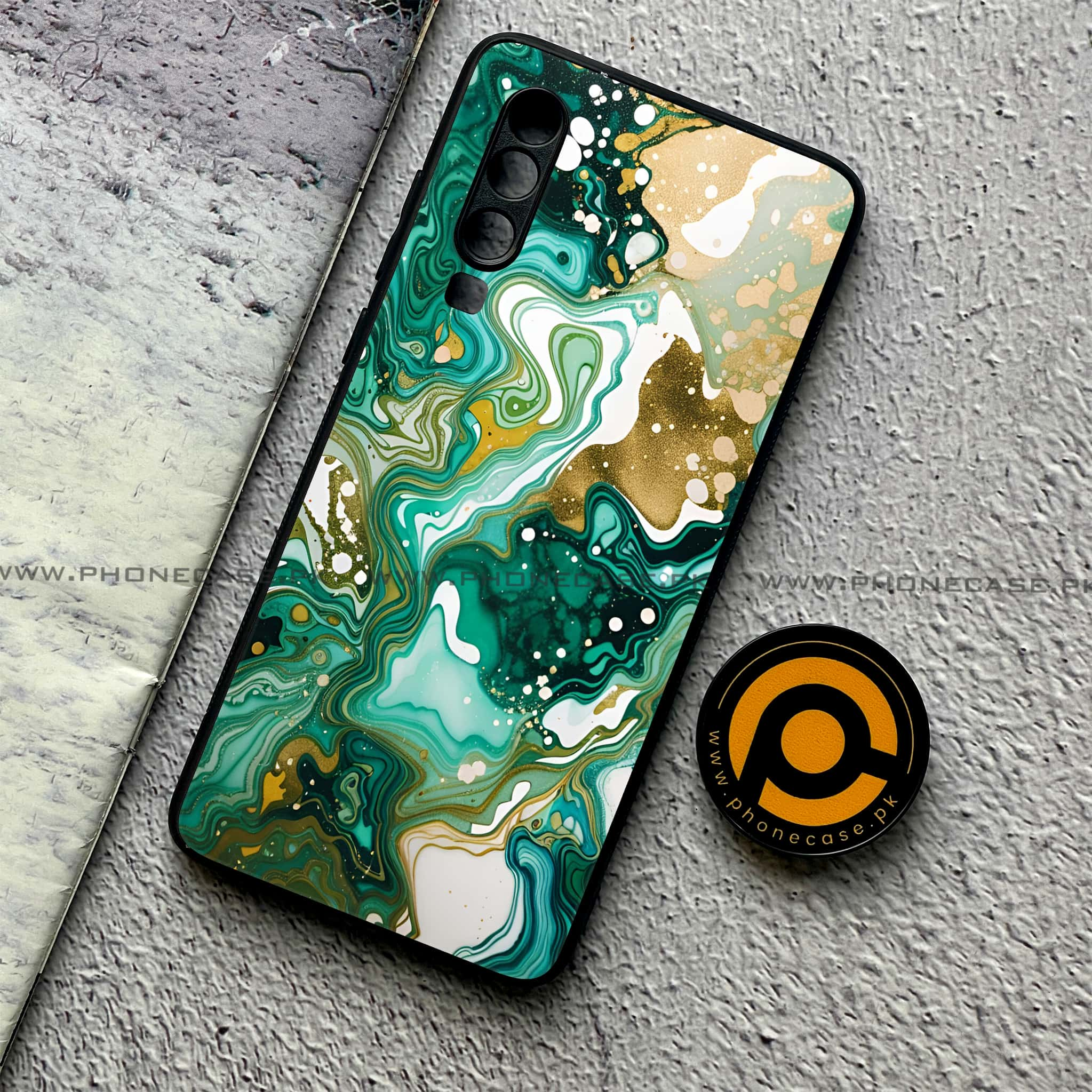 Huawei P30 - Liquid Marble 2.0 Series - Premium Printed Glass soft Bumper shock Proof Case