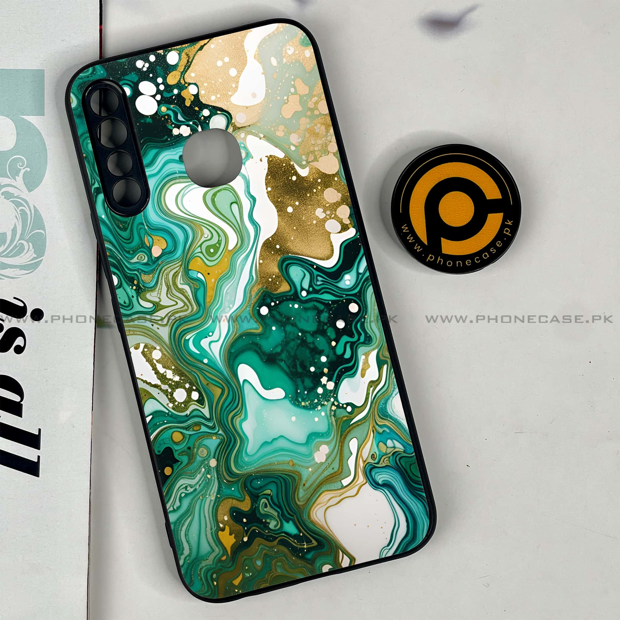 Infinix Hot 8 Lite - Liquid Marble 2.0 Series - Premium Printed Glass soft Bumper shock Proof Case