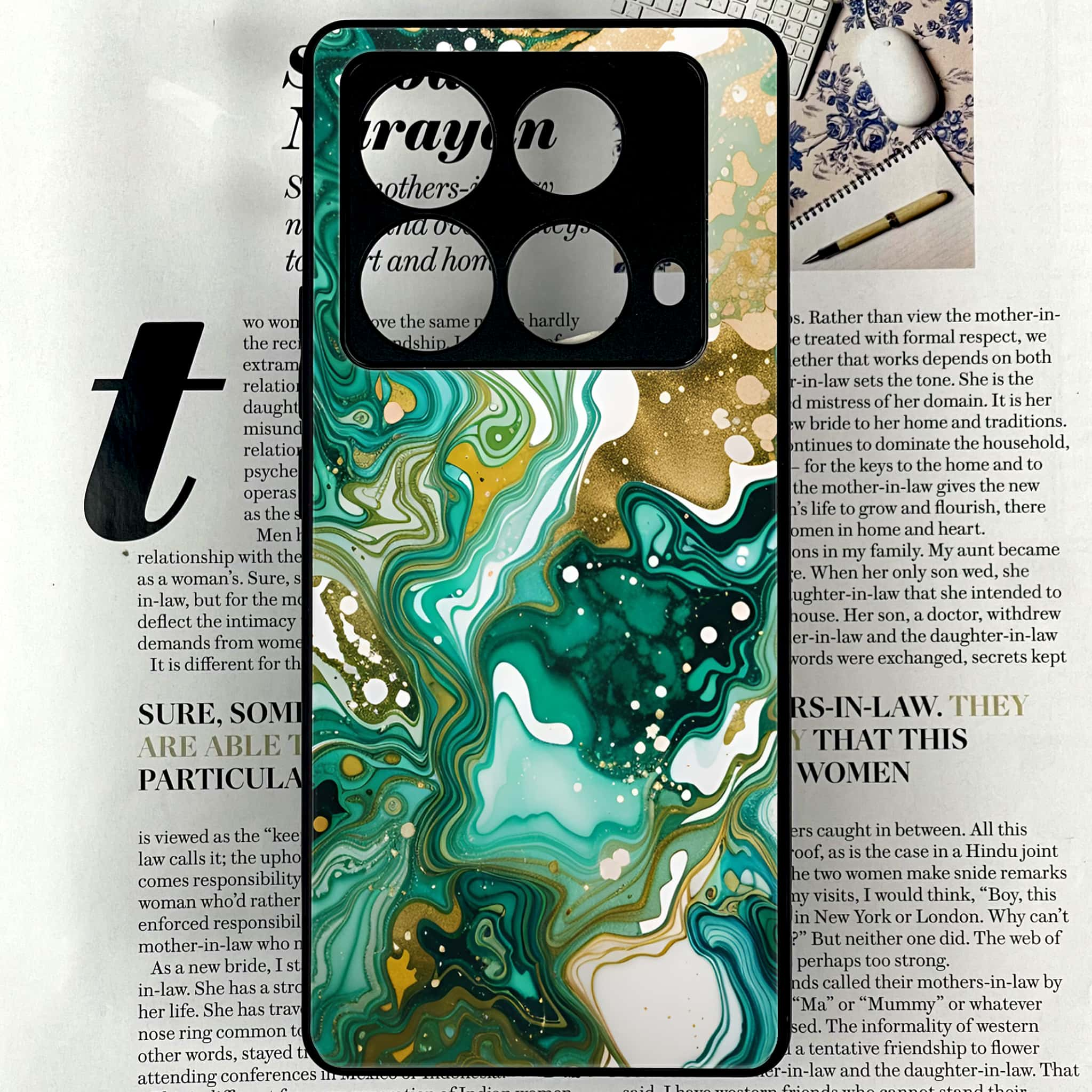 Infinix Note 40 4G - Liquid Marble 2.0 Series - Premium Printed Glass soft Bumper shock Proof Case