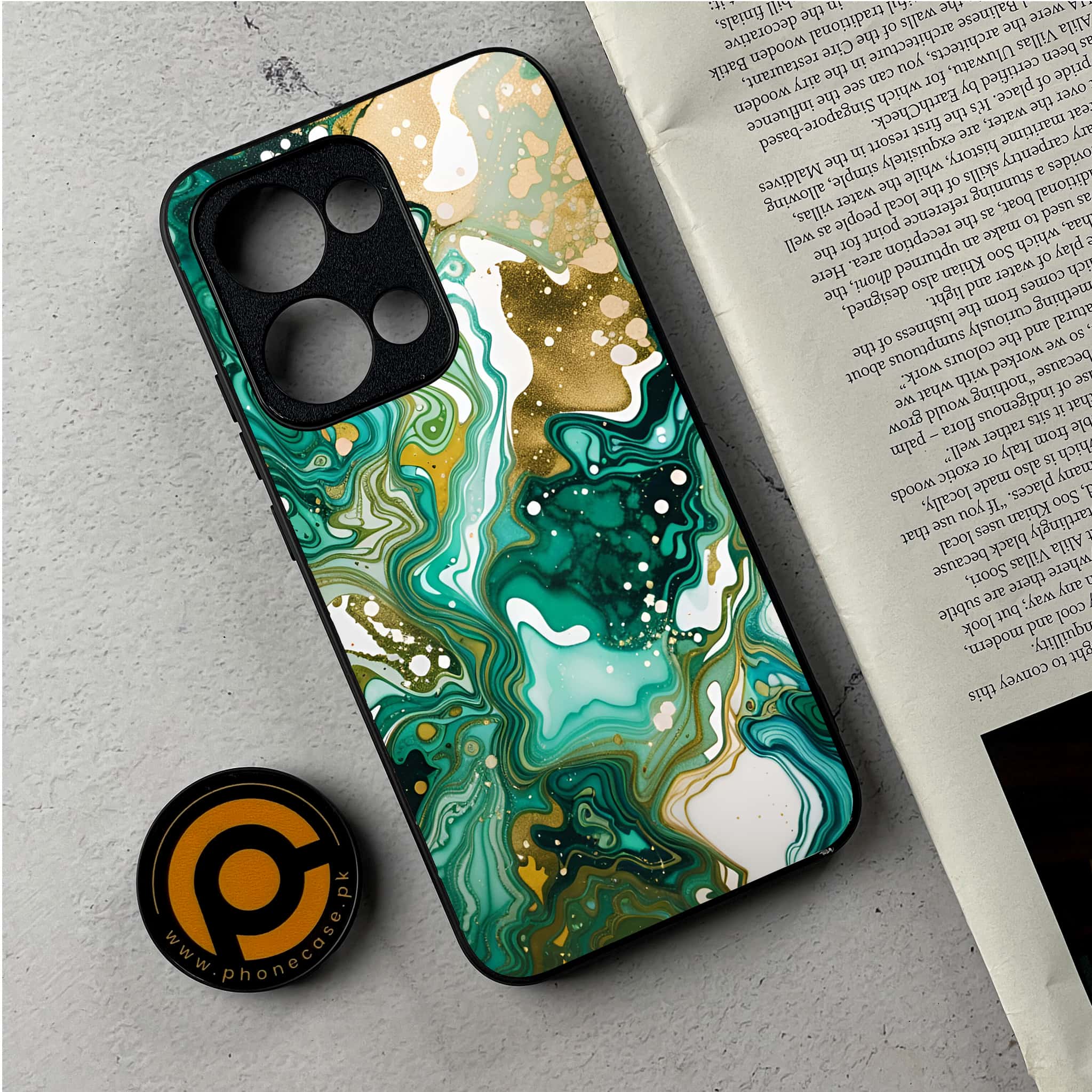 Oppo Reno 13 - Liquid Marble 2.0 Series - Premium Metal Printed Soft Bumper Shockproof Case