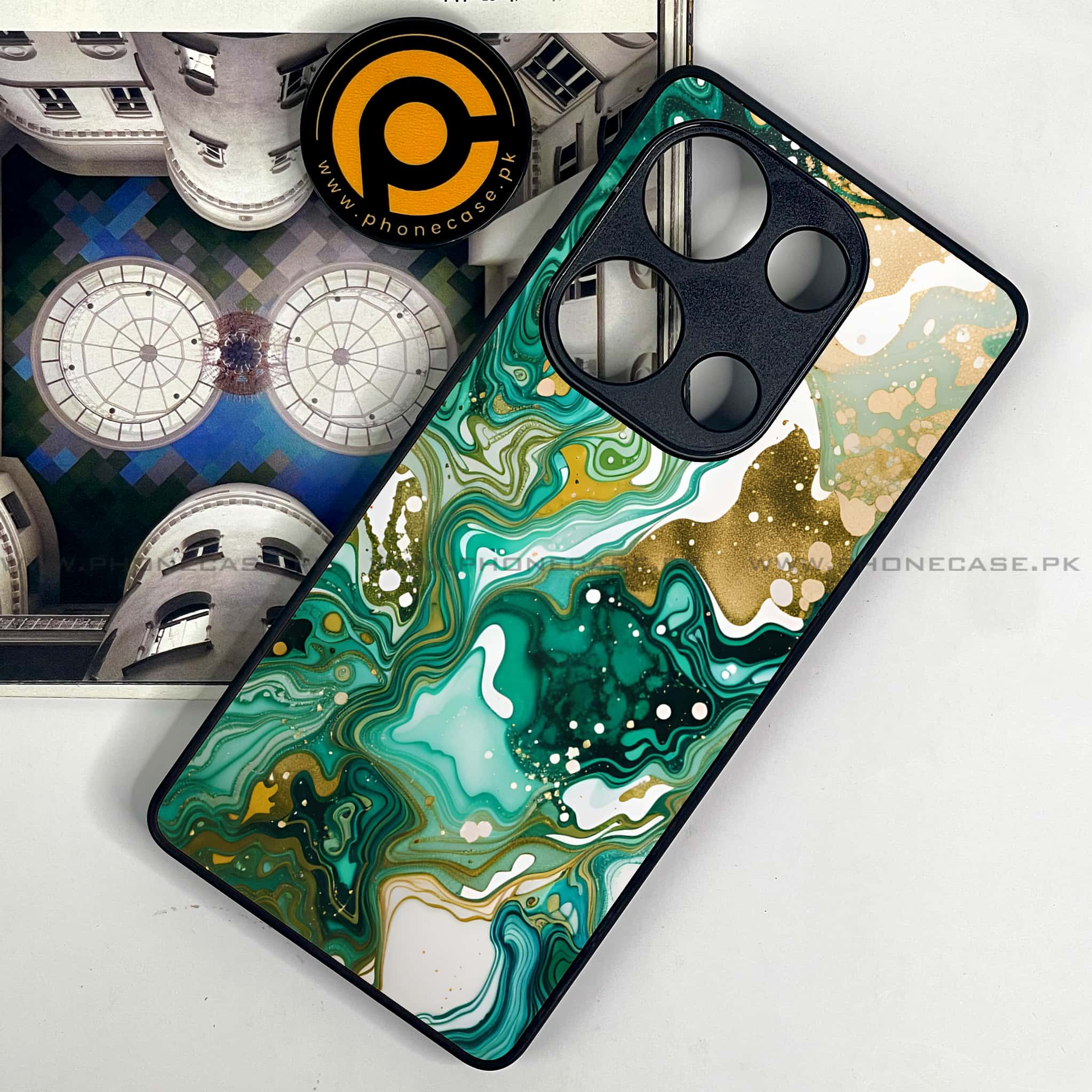 Redmi Note 13 Pro 4G - Liquid Marble 2.0 Series - Premium Metal Printed soft Bumper shock Proof Case