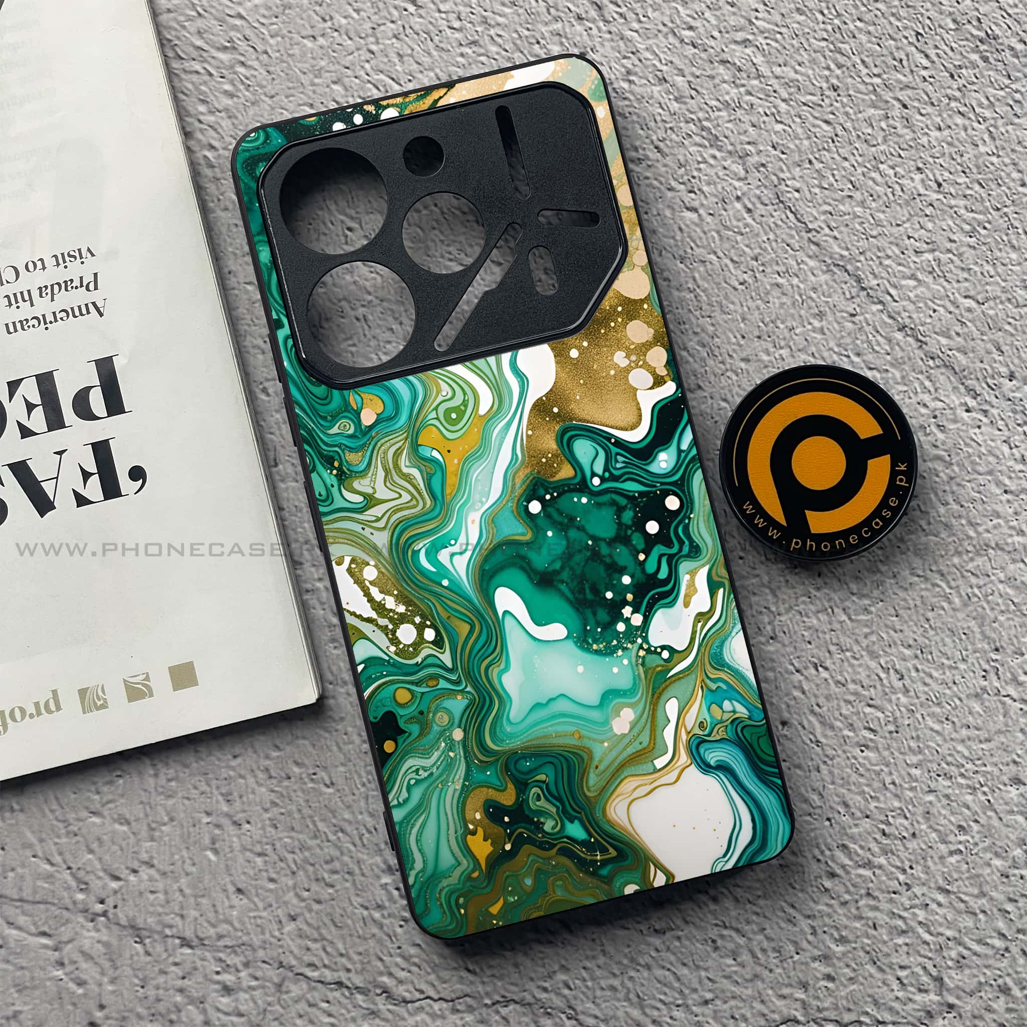 Tecno Pova 6 Pro - Liquid Marble 2.0 Series - Premium Printed Glass soft Bumper shock Proof Case