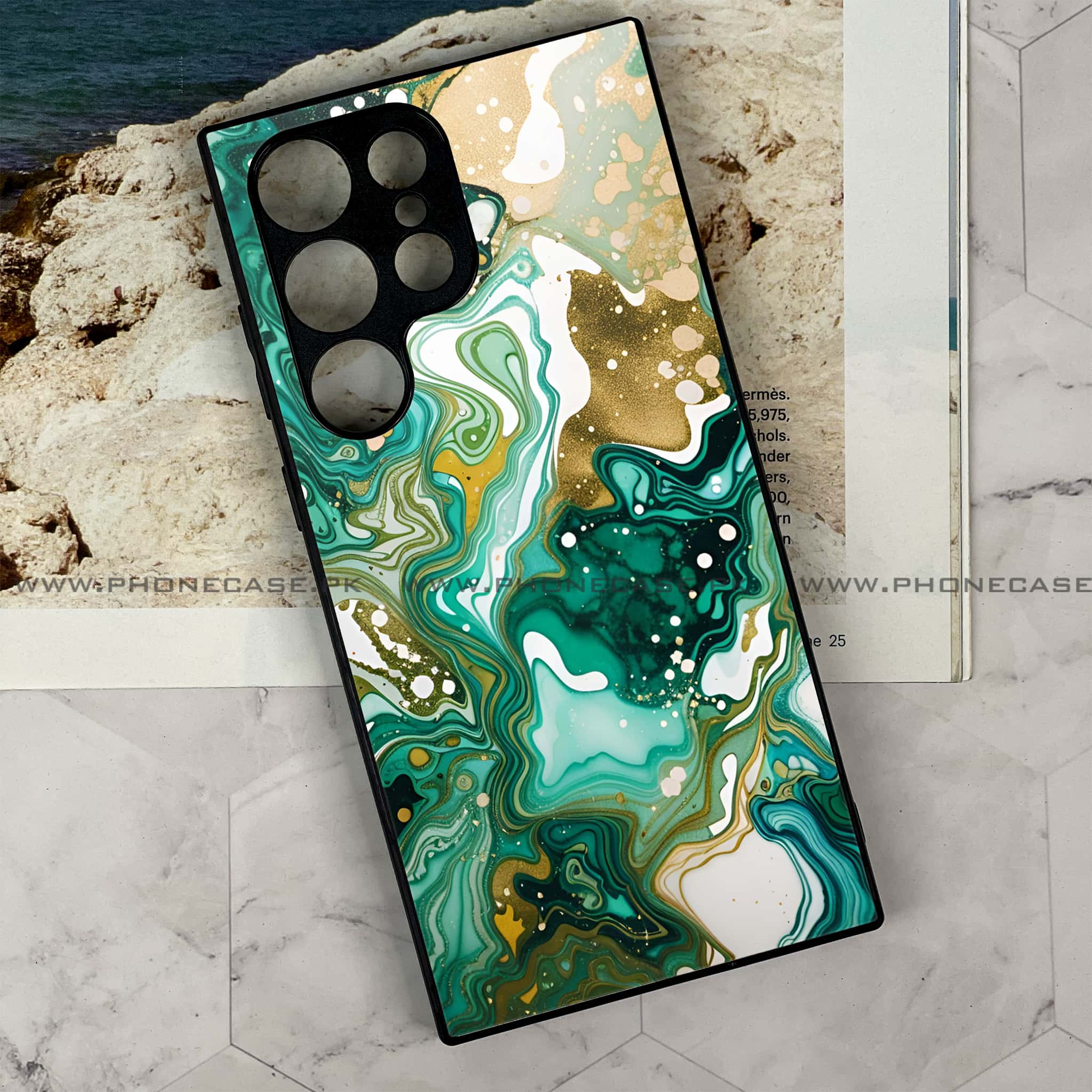 Samsung Galaxy S24 Ultra - Liquid Marble 2.0 Series - Premium Metal Printed soft Bumper shock Proof Case
