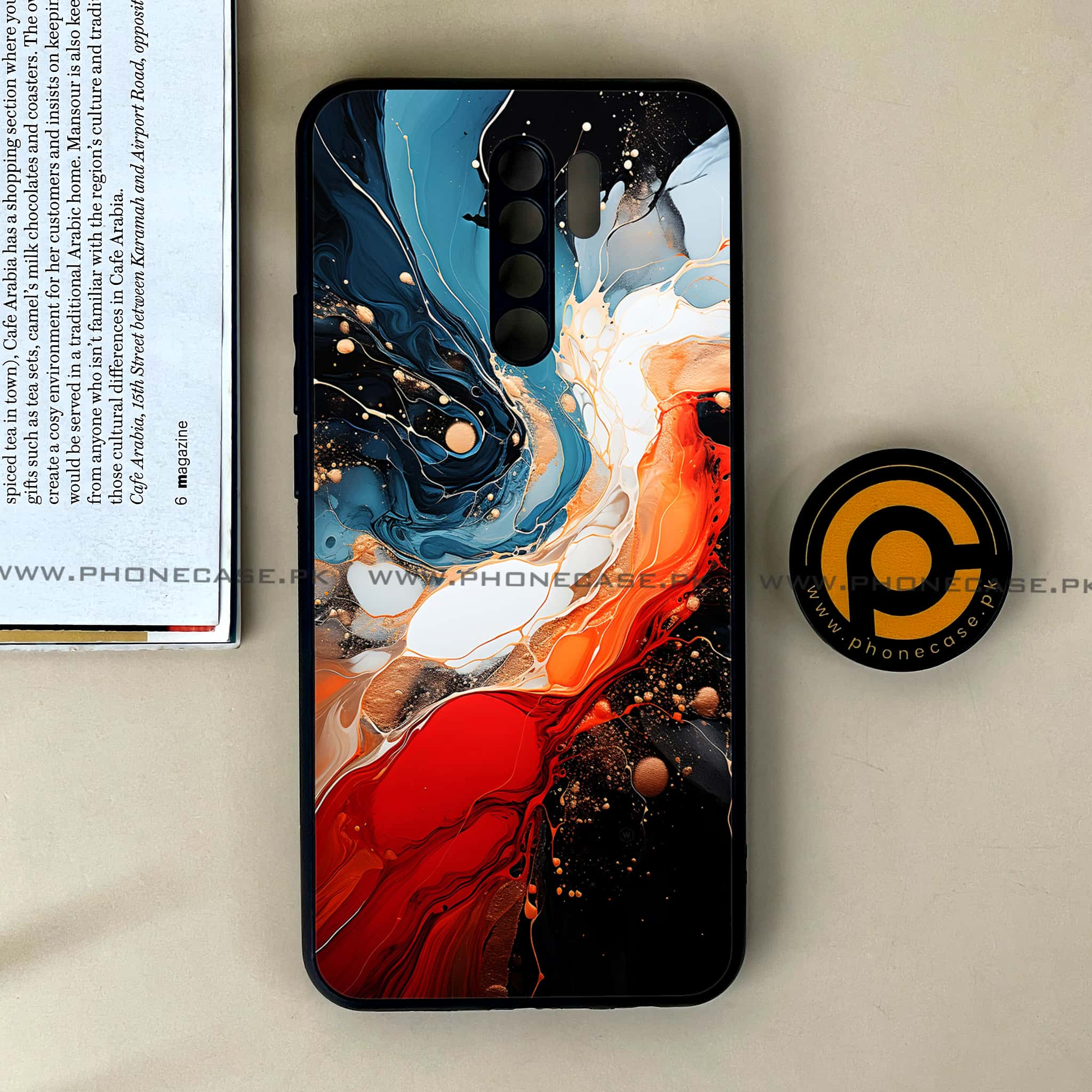 Xiaomi Redmi 9 - Liquid Marble 2.0 Series - Premium Printed Glass soft Bumper shock Proof Case