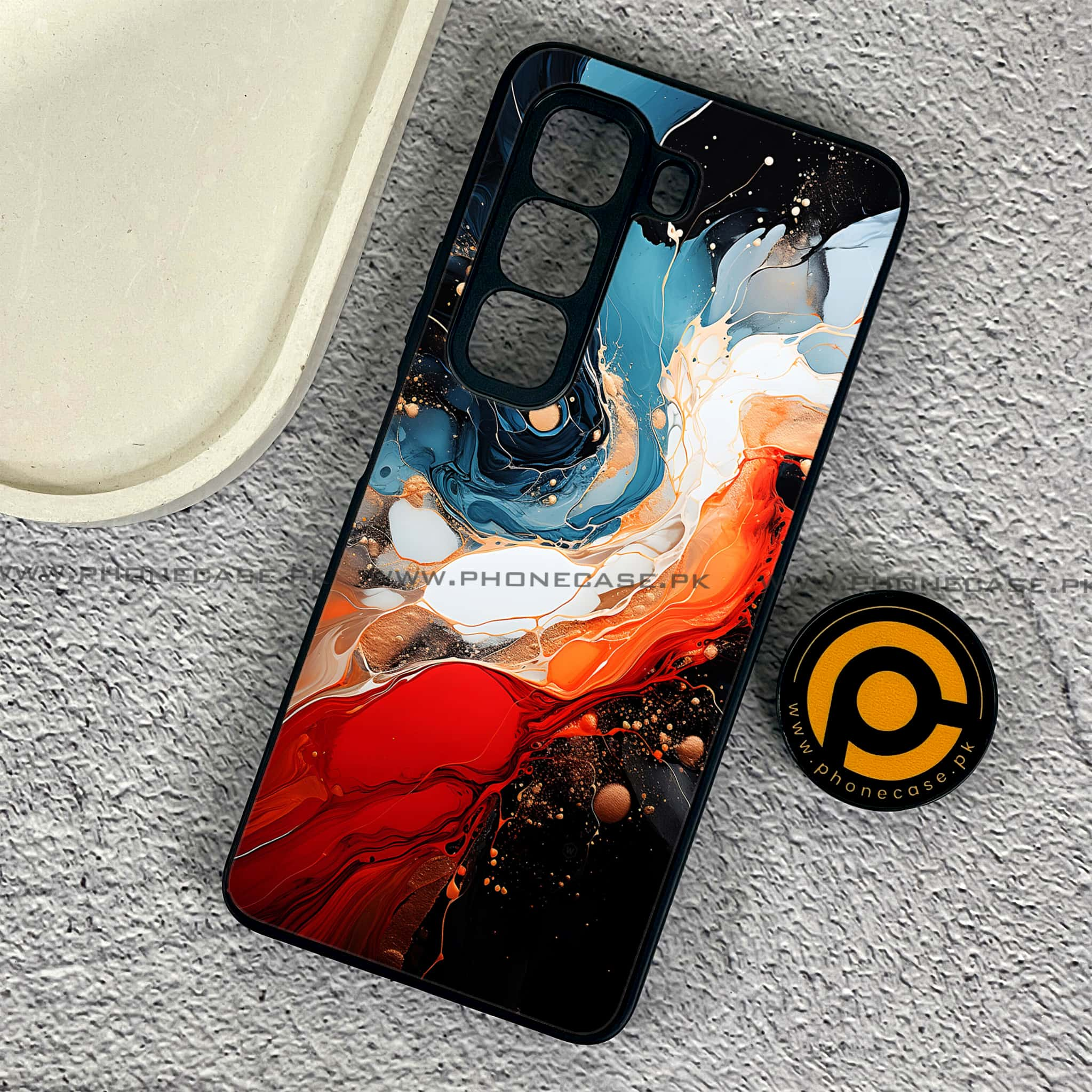 Infinix Hot 50 Pro - Liquid Marble 2.0 Series - Premium Printed Glass soft Bumper shock Proof Case