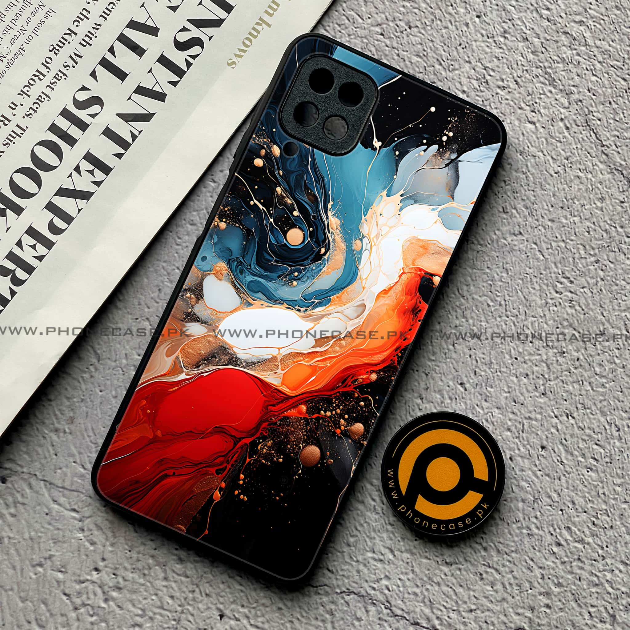 Samsung Galaxy A12 / A12 Nacho - Liquid Marble 2.0 Series - Premium Printed Glass soft Bumper shock Proof Case