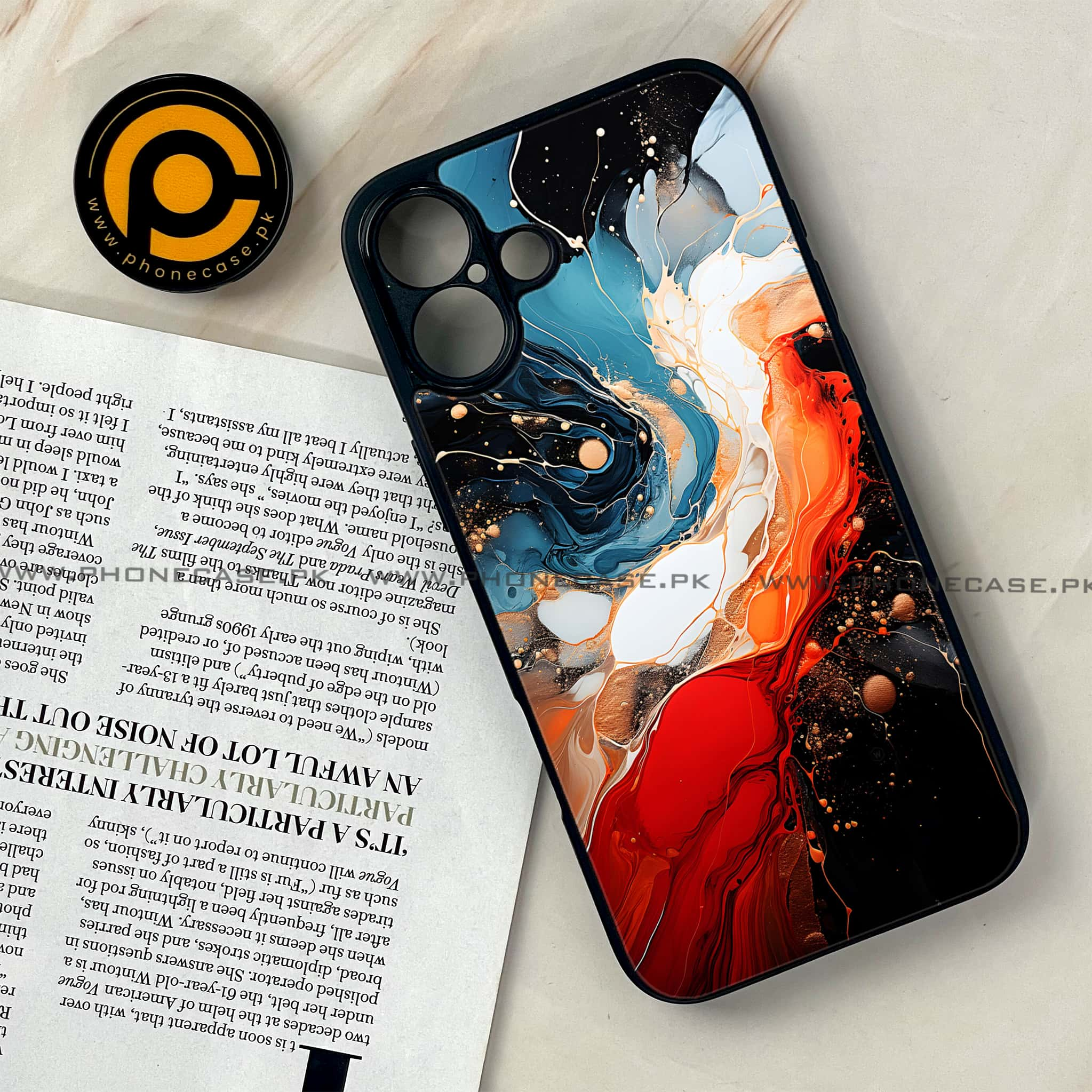 iPhone 16 Plus - Liquid Marble 2.0 Series - Premium Printed Glass soft Bumper shock Proof Case