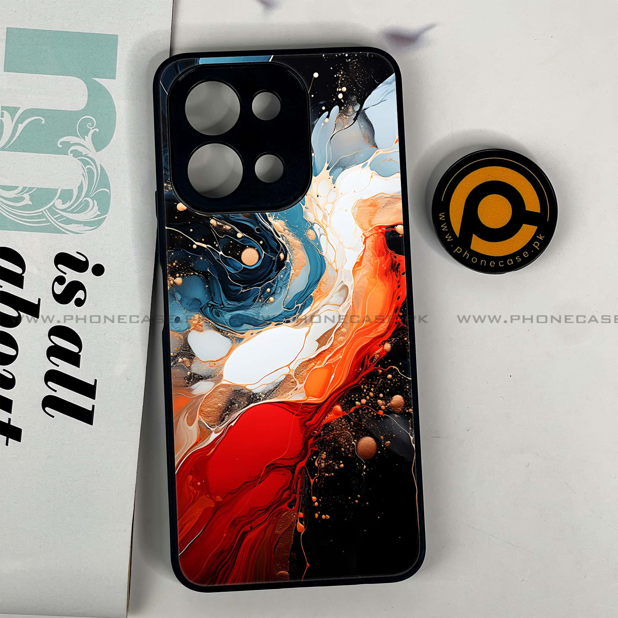 Vivo Y28 - Liquid Marble 2.0 Series - Premium Printed Glass soft Bumper shock Proof Case