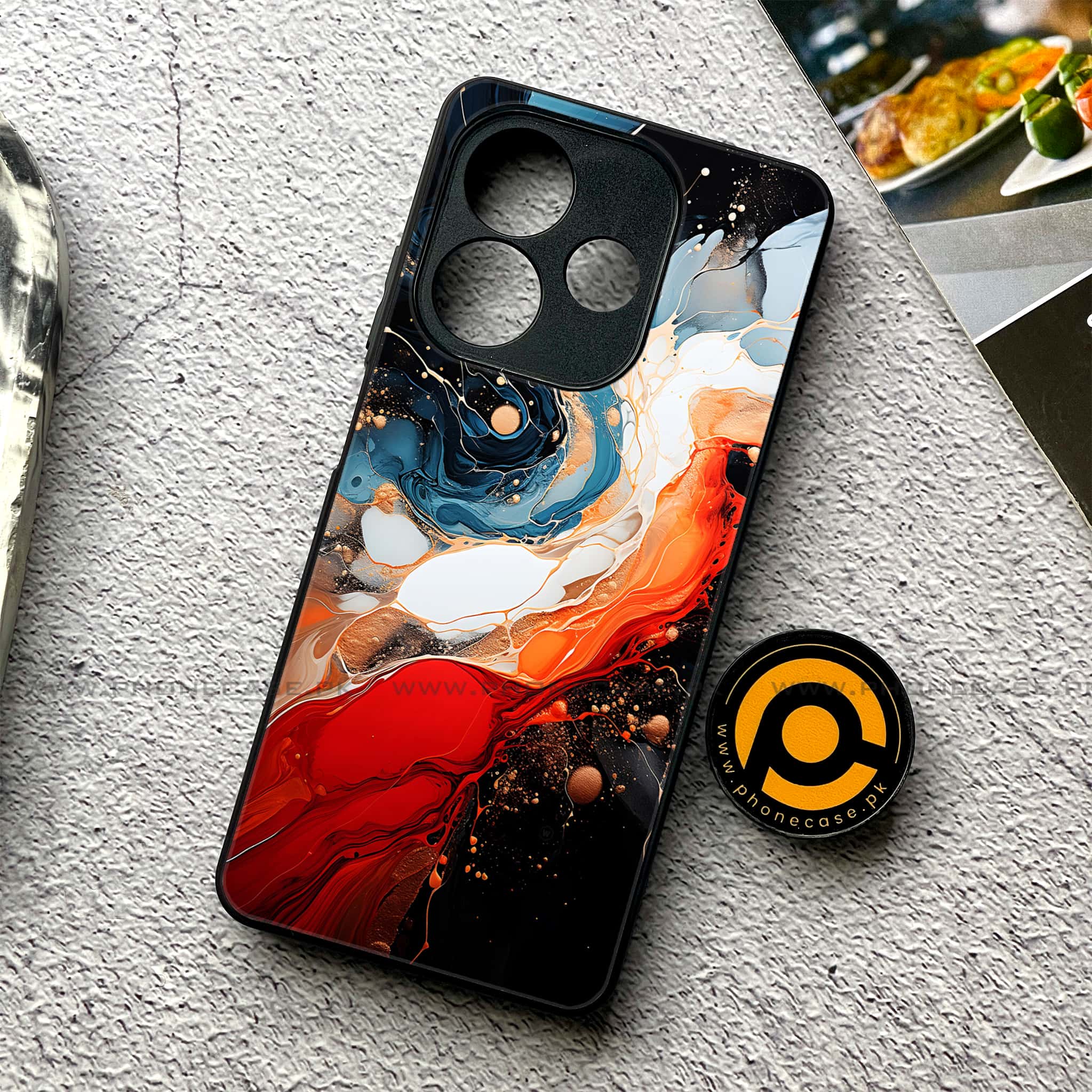 Oppo A5 Pro - Liquid Marble 2.0 Series - Premium Metal Printed soft Bumper shock Proof Case