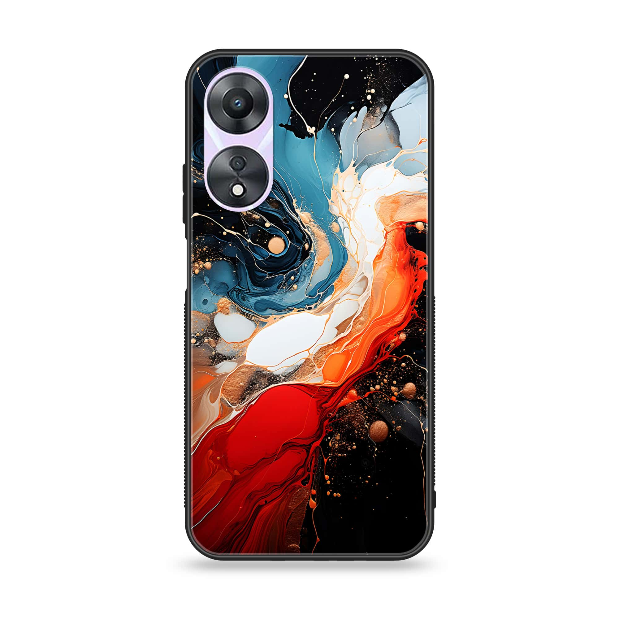 Oppo A78 4G - Liquid Marble 2.0 Series - Premium Printed Glass soft Bumper shock Proof Case