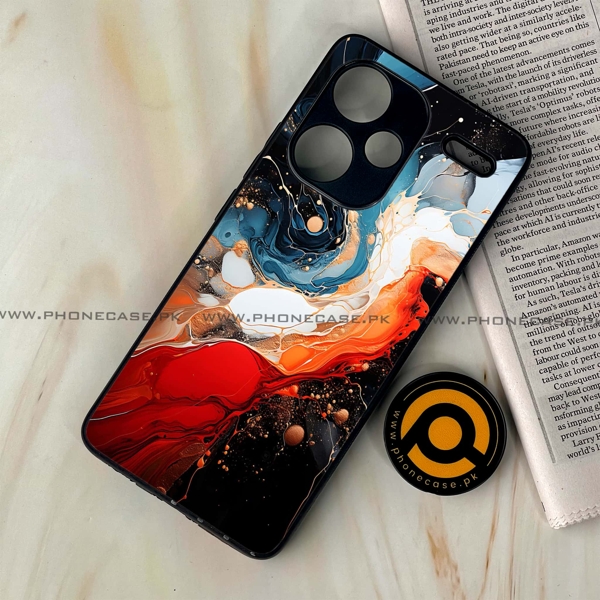 Redmi Note 13 Pro Plus 5G - Liquid Marble 2.0 Series - Premium Printed Glass soft Bumper shock Proof Case