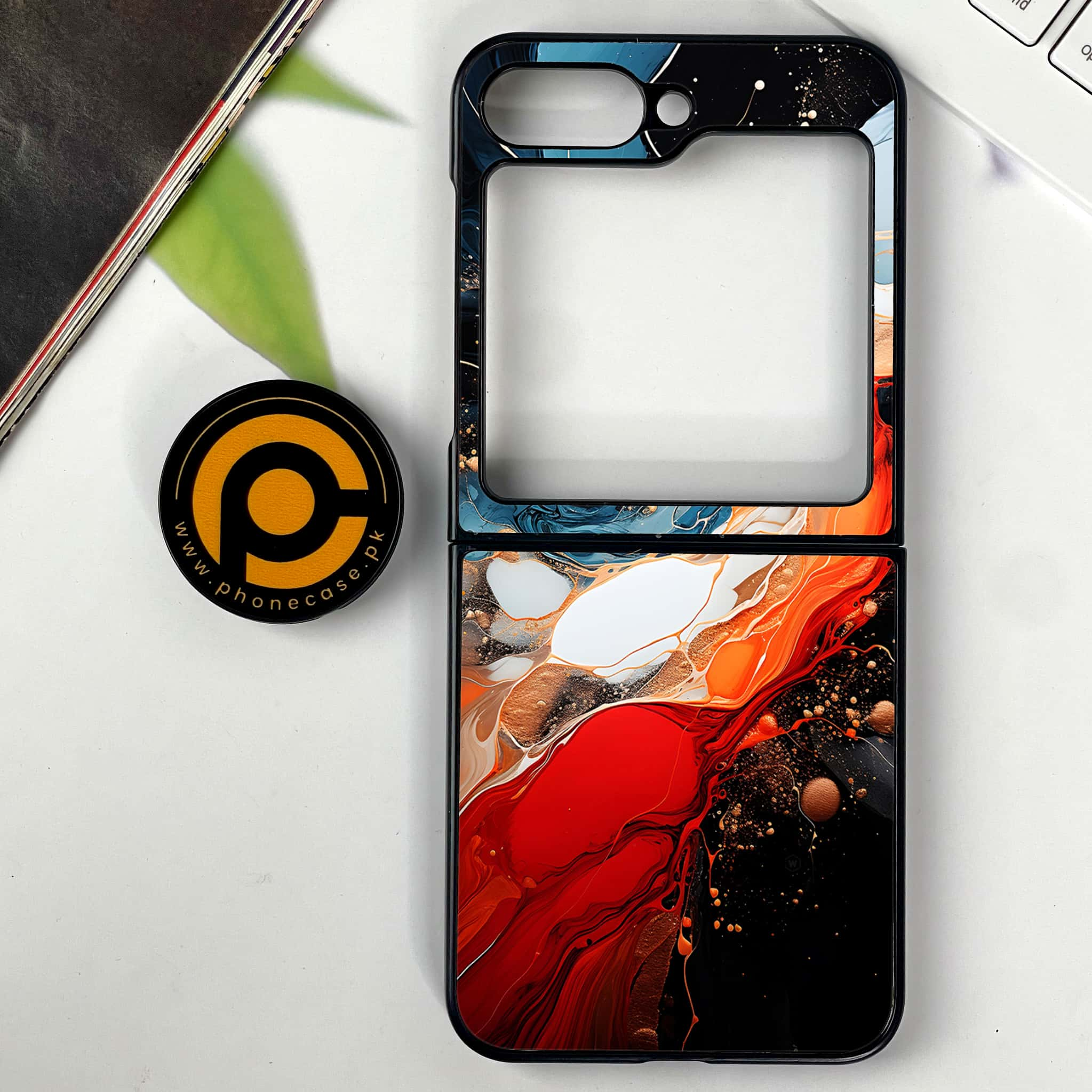 Galaxy Z Flip 6 - Liquid Marble 2.0 Series - Premium Printed Glass soft Bumper shock Proof Case