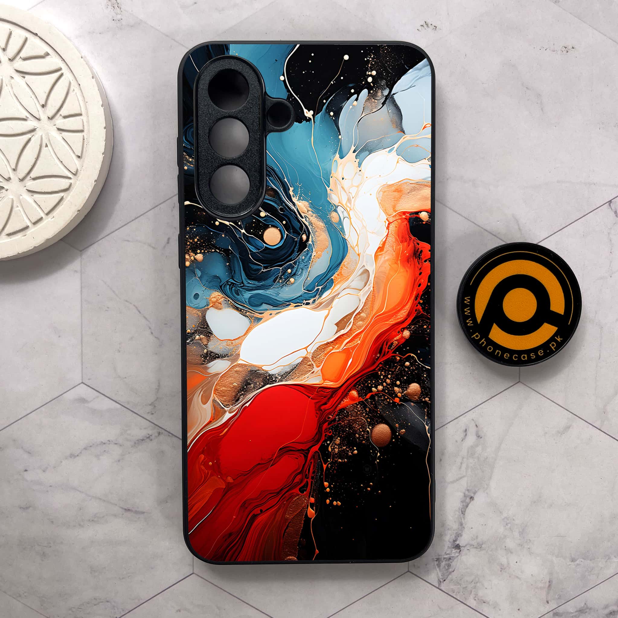 Samsung Galaxy A36 5G - Liquid Marble 2.0 Series - Premium Metal Printed soft Bumper shock Proof Case