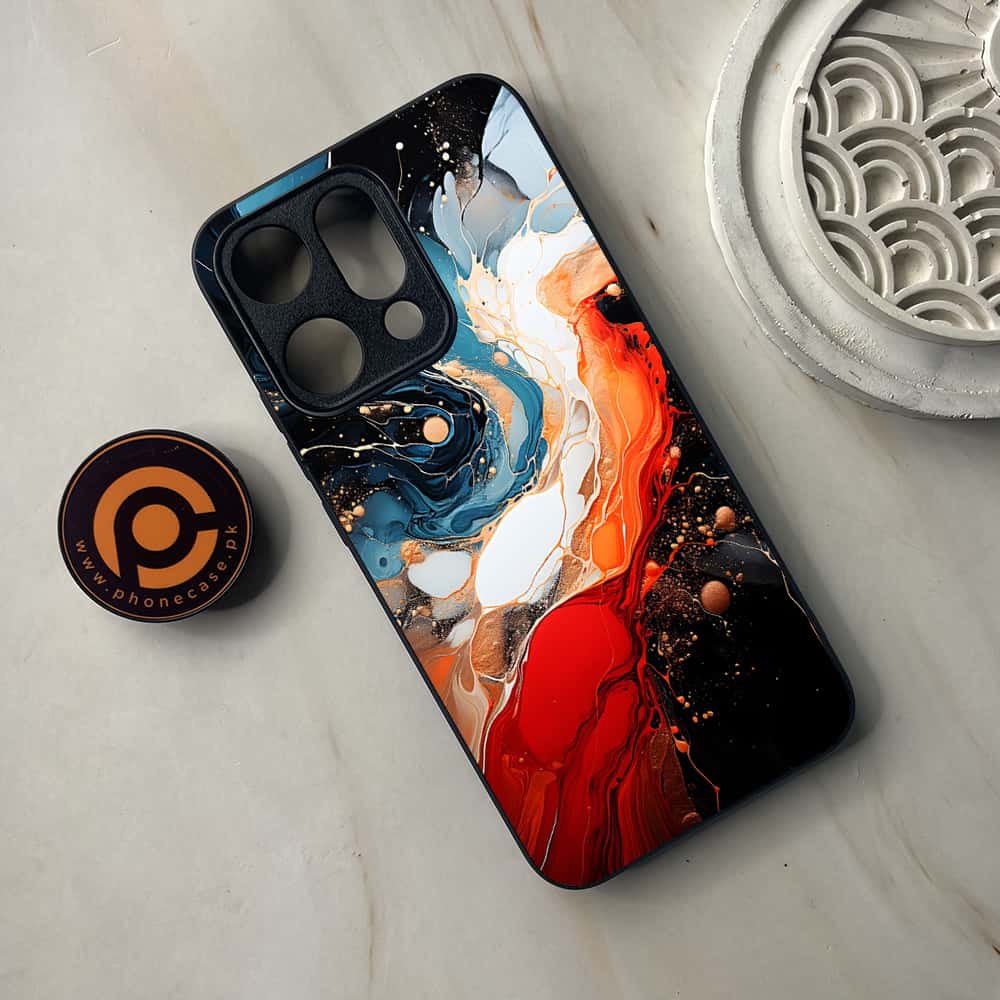 Oppo Reno 14 5G - Liquid Marble 2.0 Series - Premium Metal Printed soft Bumper shock Proof Case