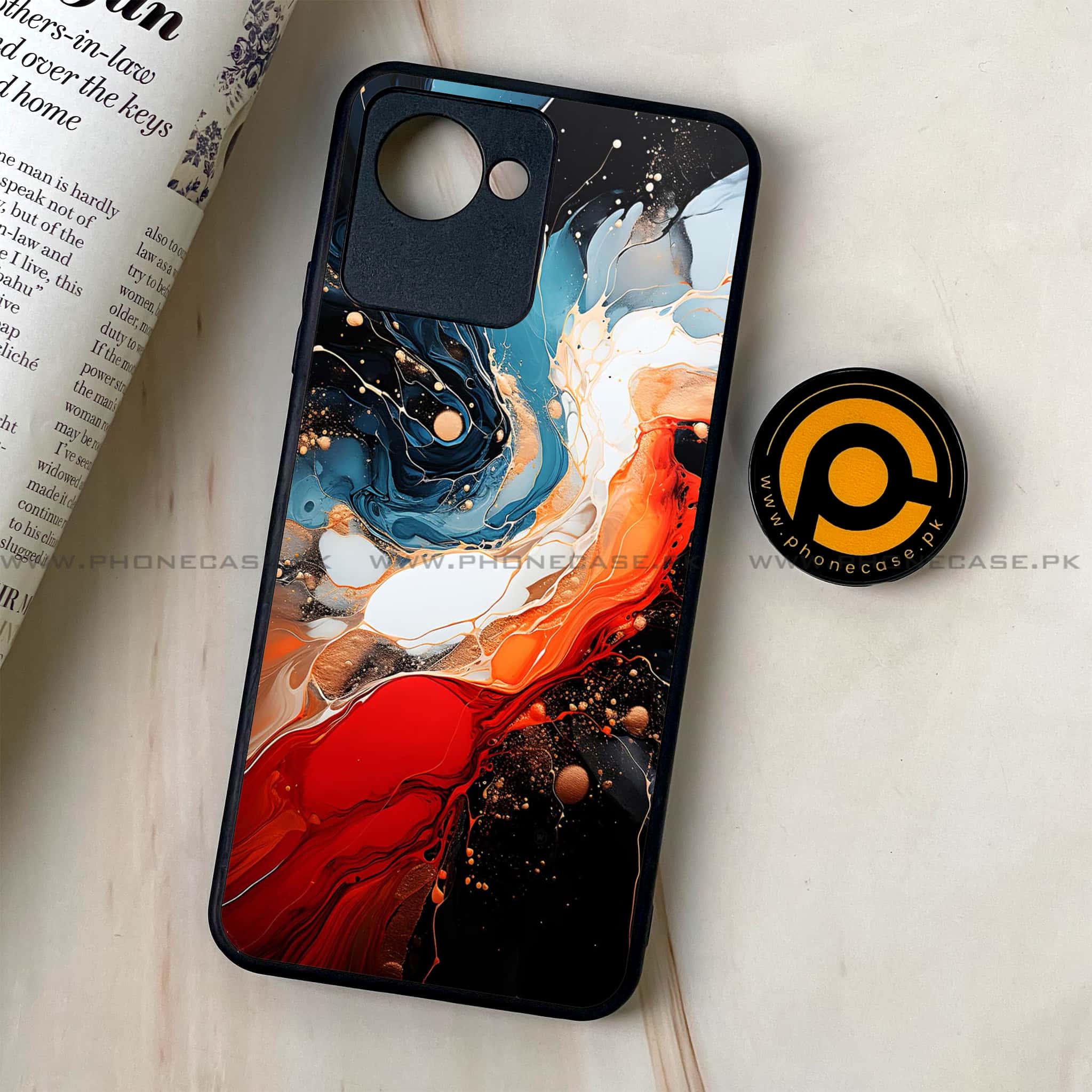 Realme C30 - Liquid Marble 2.0 Series - Premium Printed Glass soft Bumper shock Proof Case