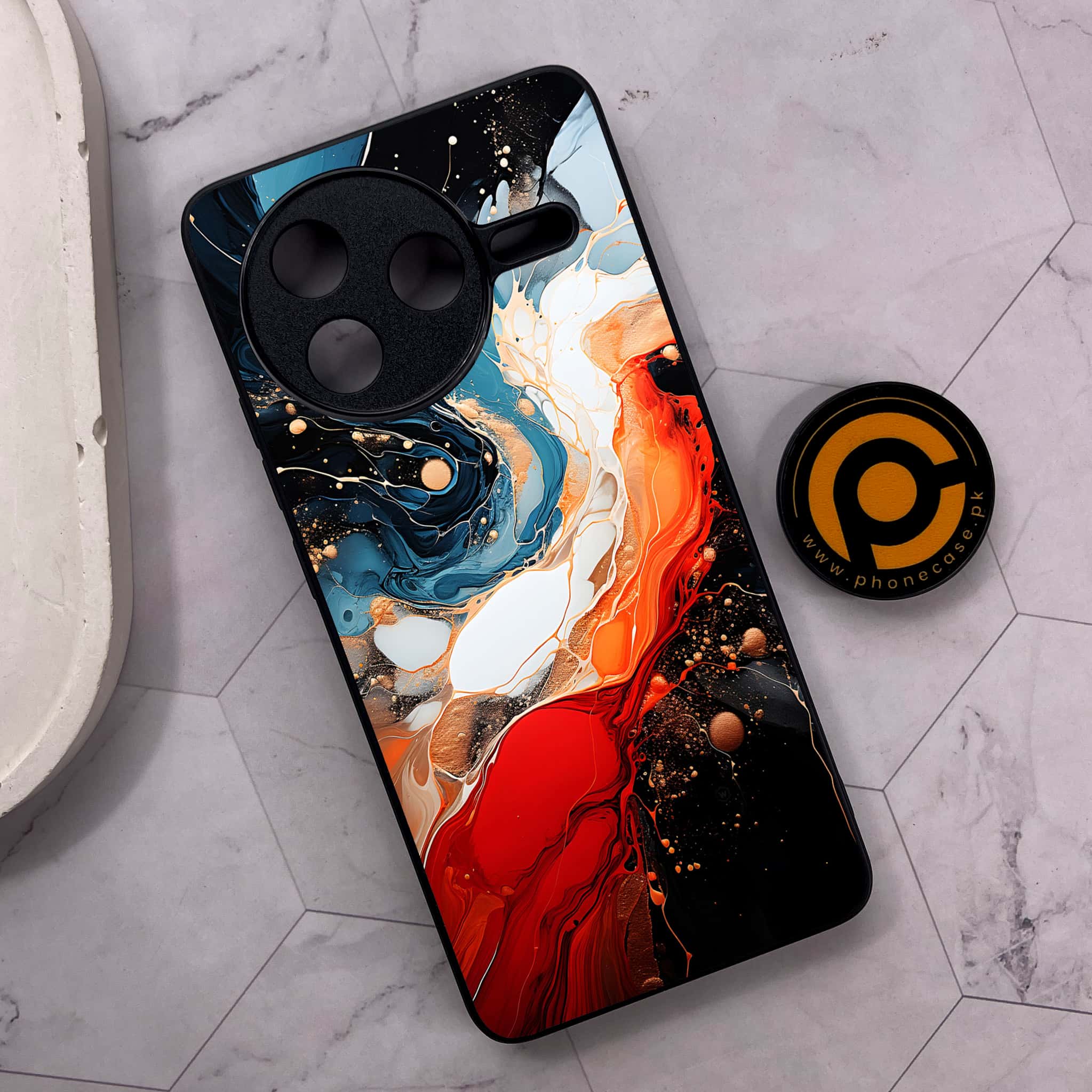 Xiaomi Poco F7 Pro 5G - Liquid Marble 2.0 Series - Premium Metal Printed soft Bumper shock Proof Case