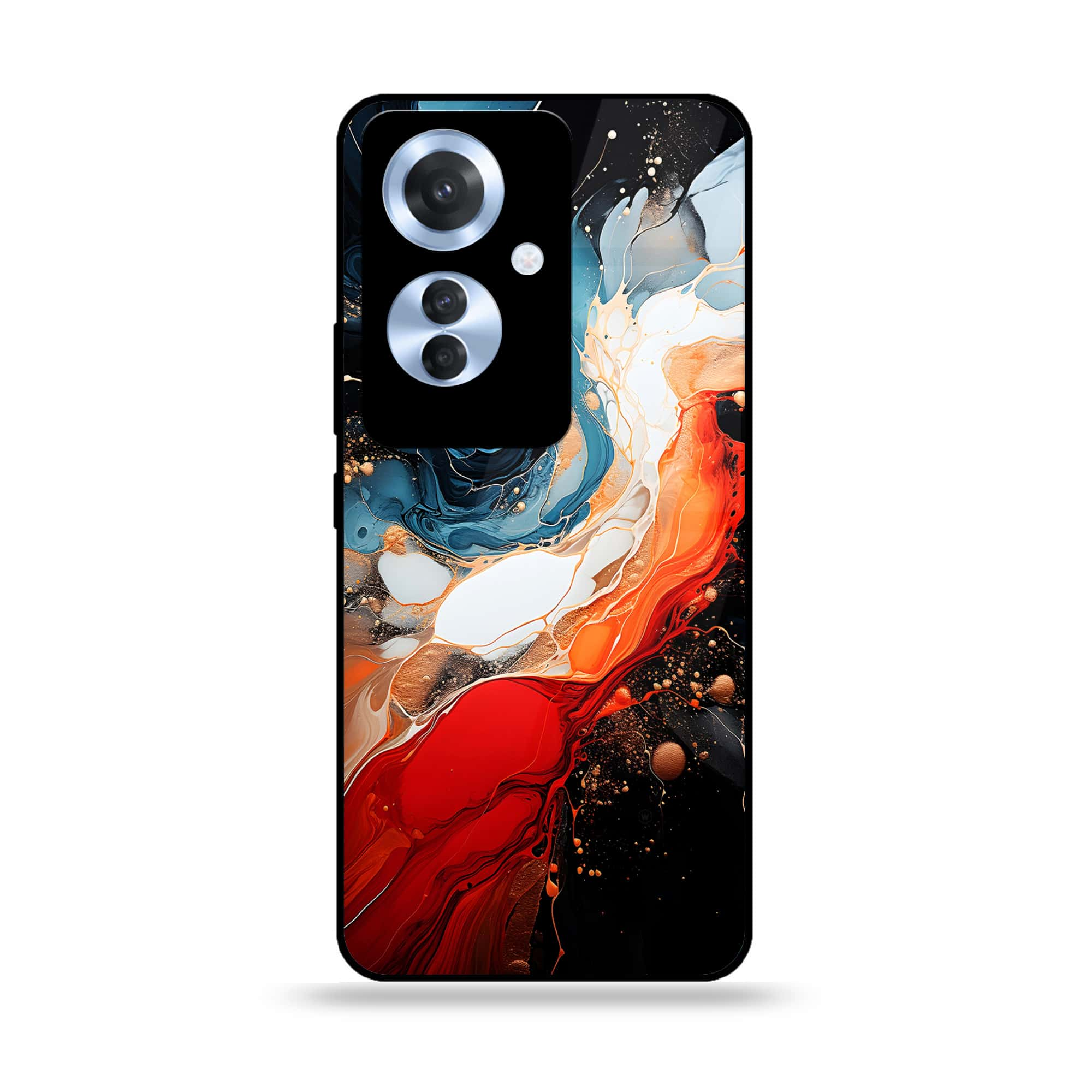 Oppo Reno 11F - Liquid Marble 2.0 Series - Premium Printed Glass soft Bumper shock Proof Case