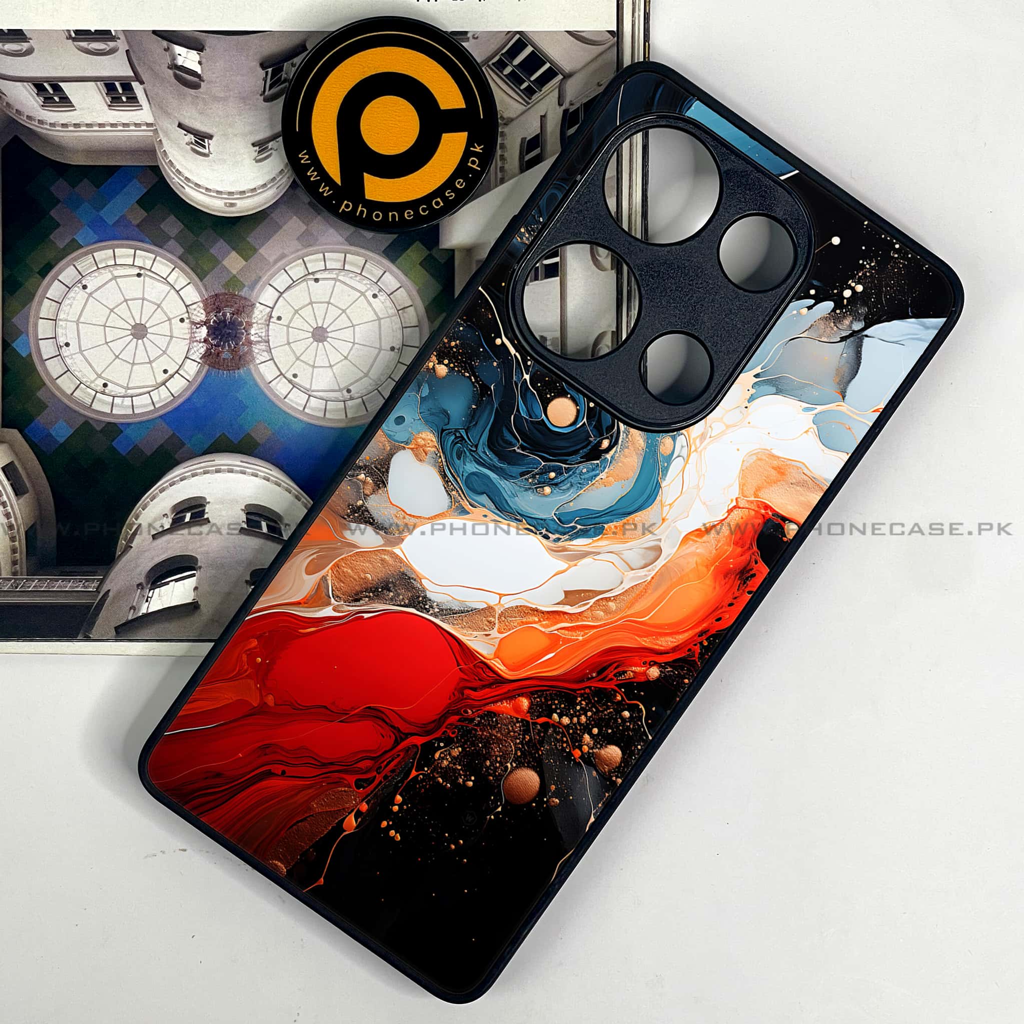 Redmi Note 13 Pro 4G - Liquid Marble 2.0 Series - Premium Metal Printed soft Bumper shock Proof Case
