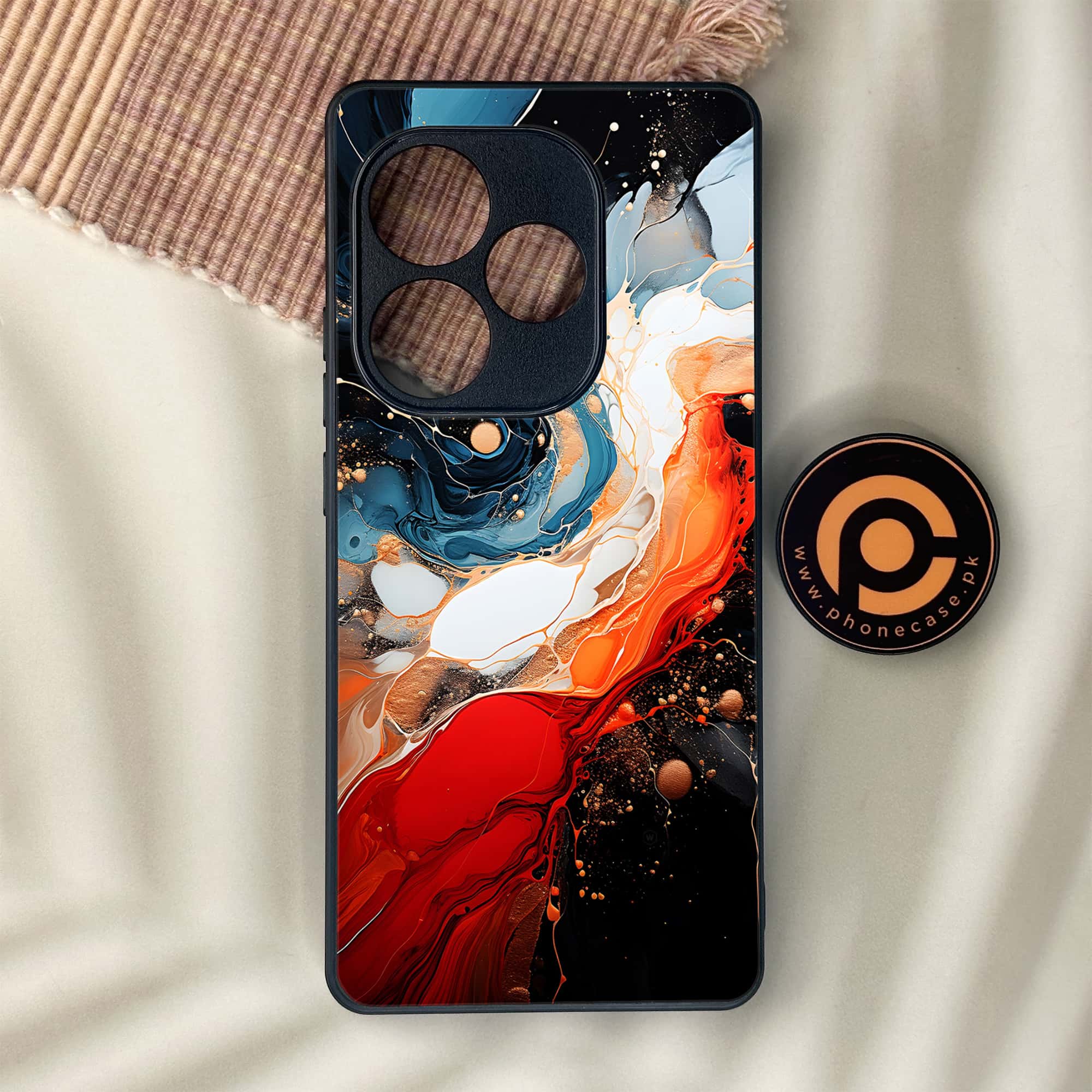 Realme GT 6 - Liquid Marble 2.0 Series - Premium Metal Printed soft Bumper shock Proof Case