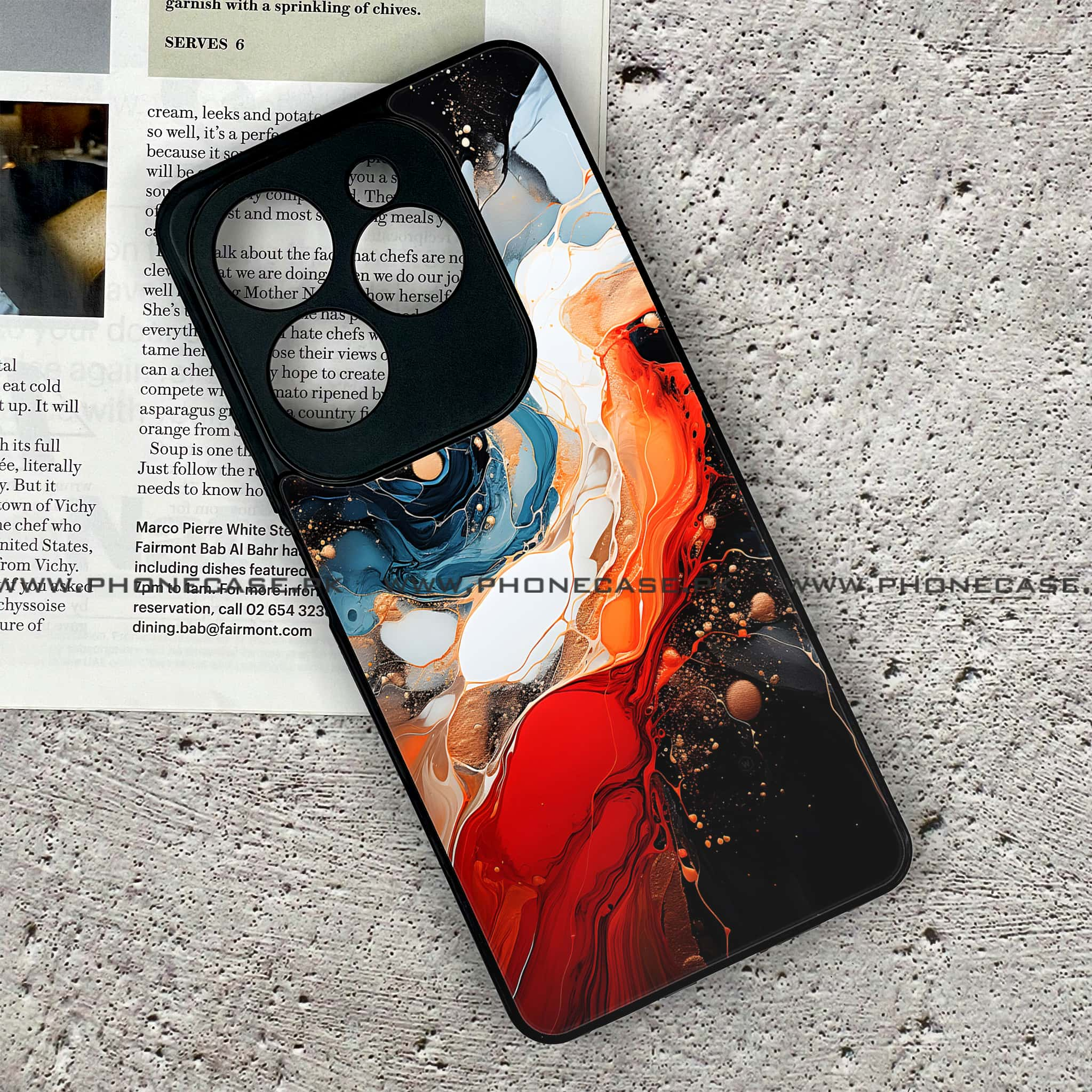 Infinix Hot 40 Pro - Liquid Marble 2.0 Series - Premium Printed Glass soft Bumper shock Proof Case