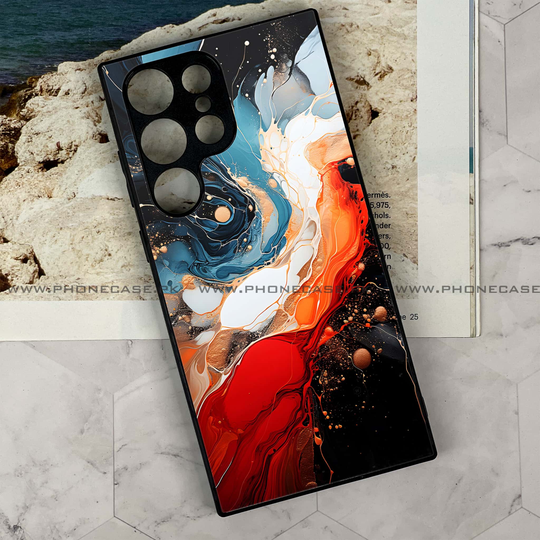 Samsung Galaxy S24 Ultra - Liquid Marble 2.0 Series - Premium Metal Printed soft Bumper shock Proof Case