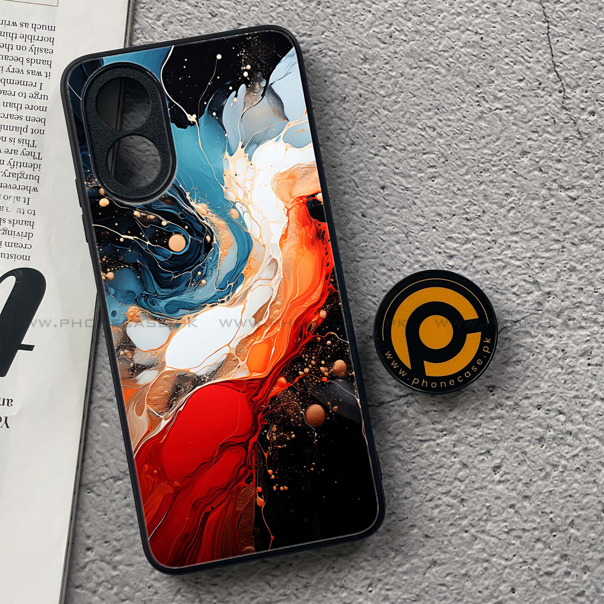 Oppo A18 4G - Liquid Marble 2.0 Series - Premium Printed Glass soft Bumper shock Proof Case