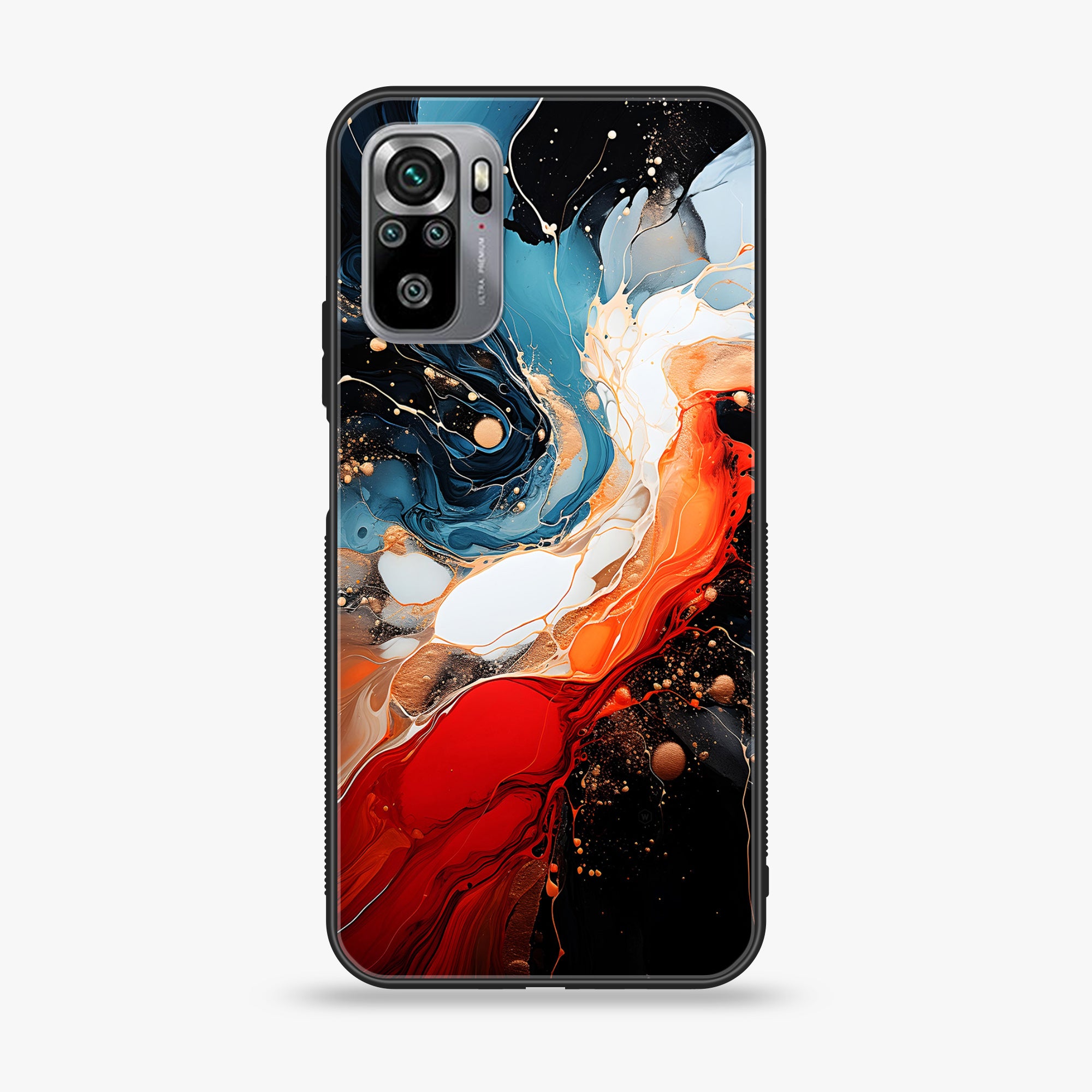 Xiaomi Redmi Note 10S- Liquid Marble 2.0 Series - Premium Printed Glass soft Bumper shock Proof Case