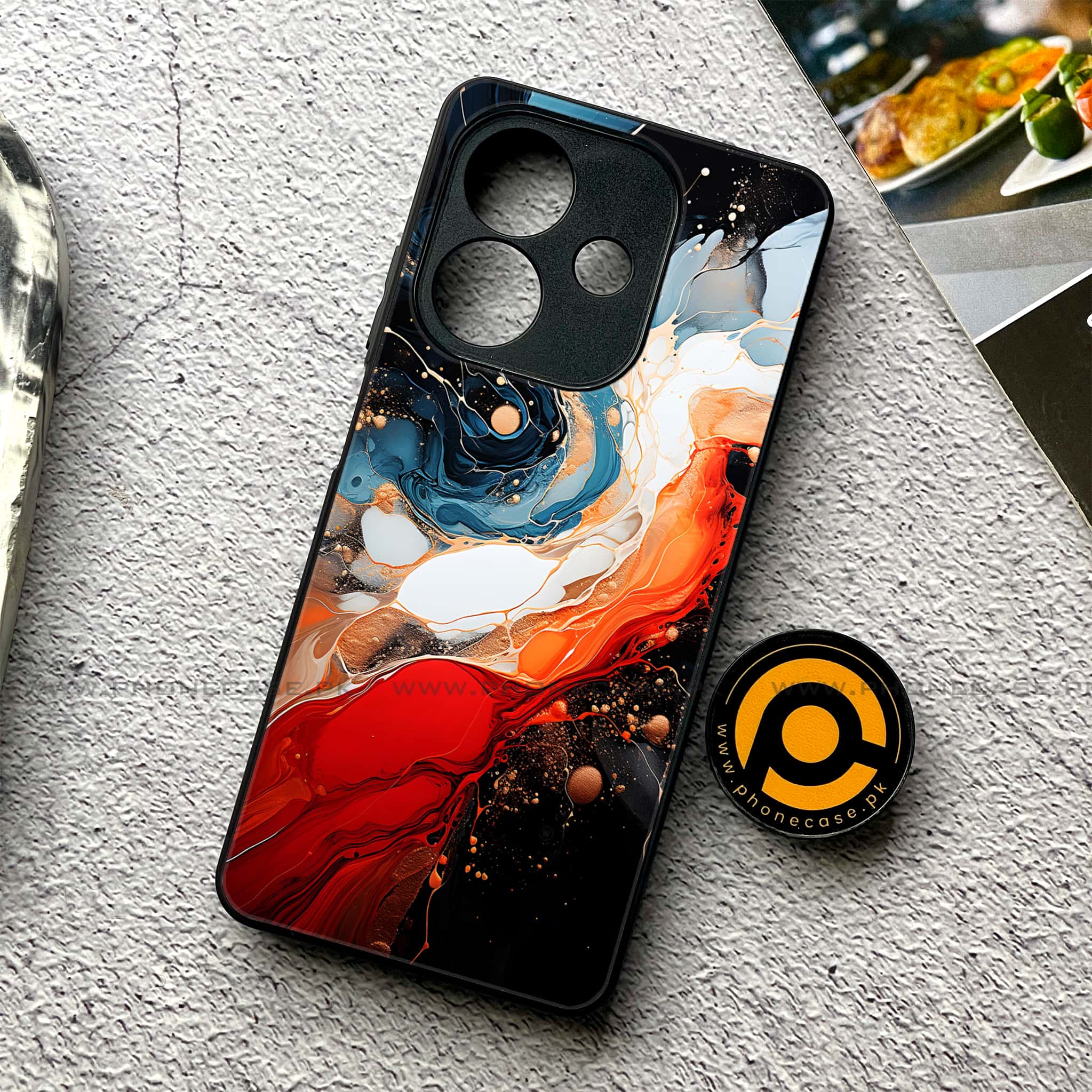 Oppo A5i - Liquid Marble 2.0 Series - Premium Metal Printed soft Bumper shock Proof Case