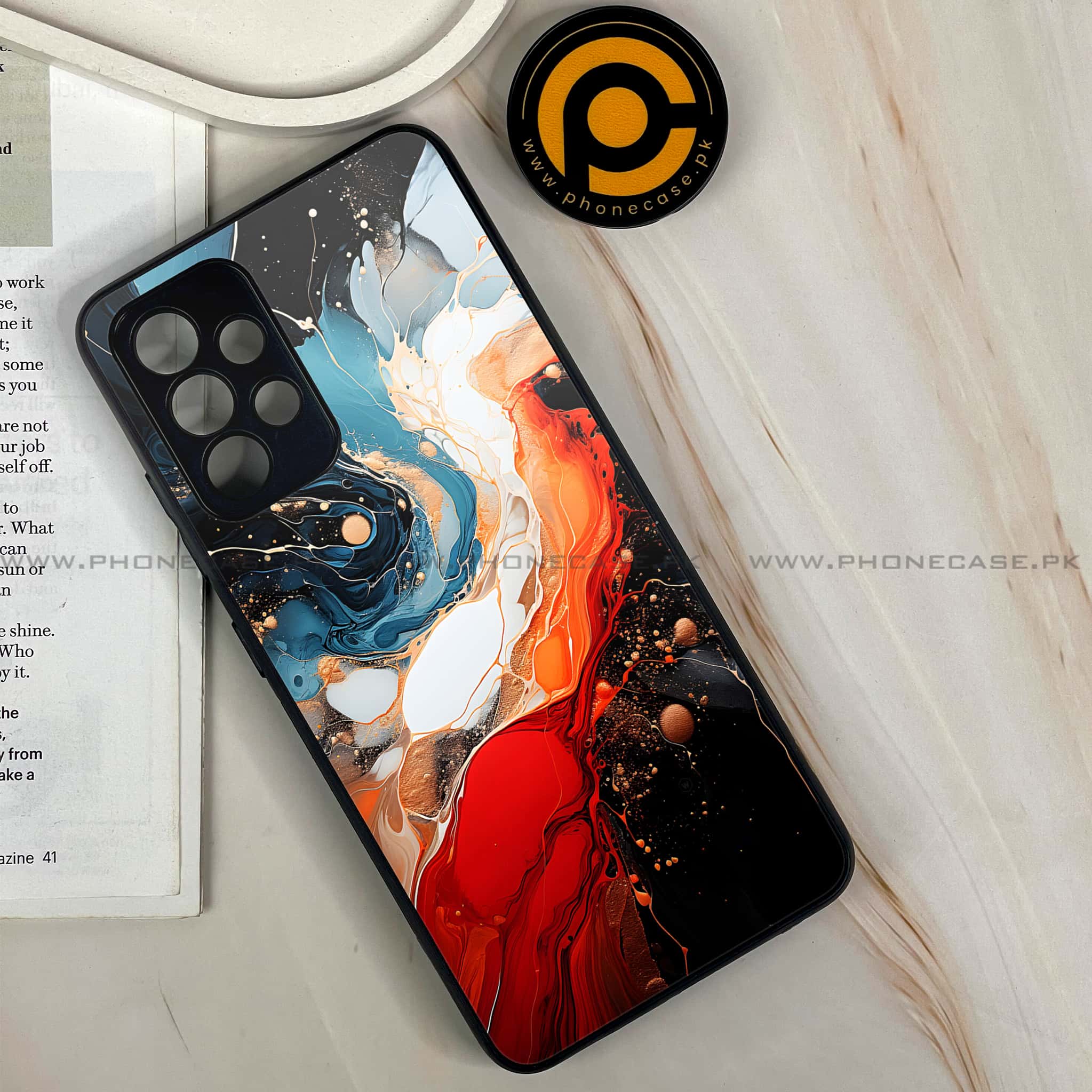 Galaxy A32 - Liquid Marble 2.0 Series - Premium Printed Glass soft Bumper shock Proof Case