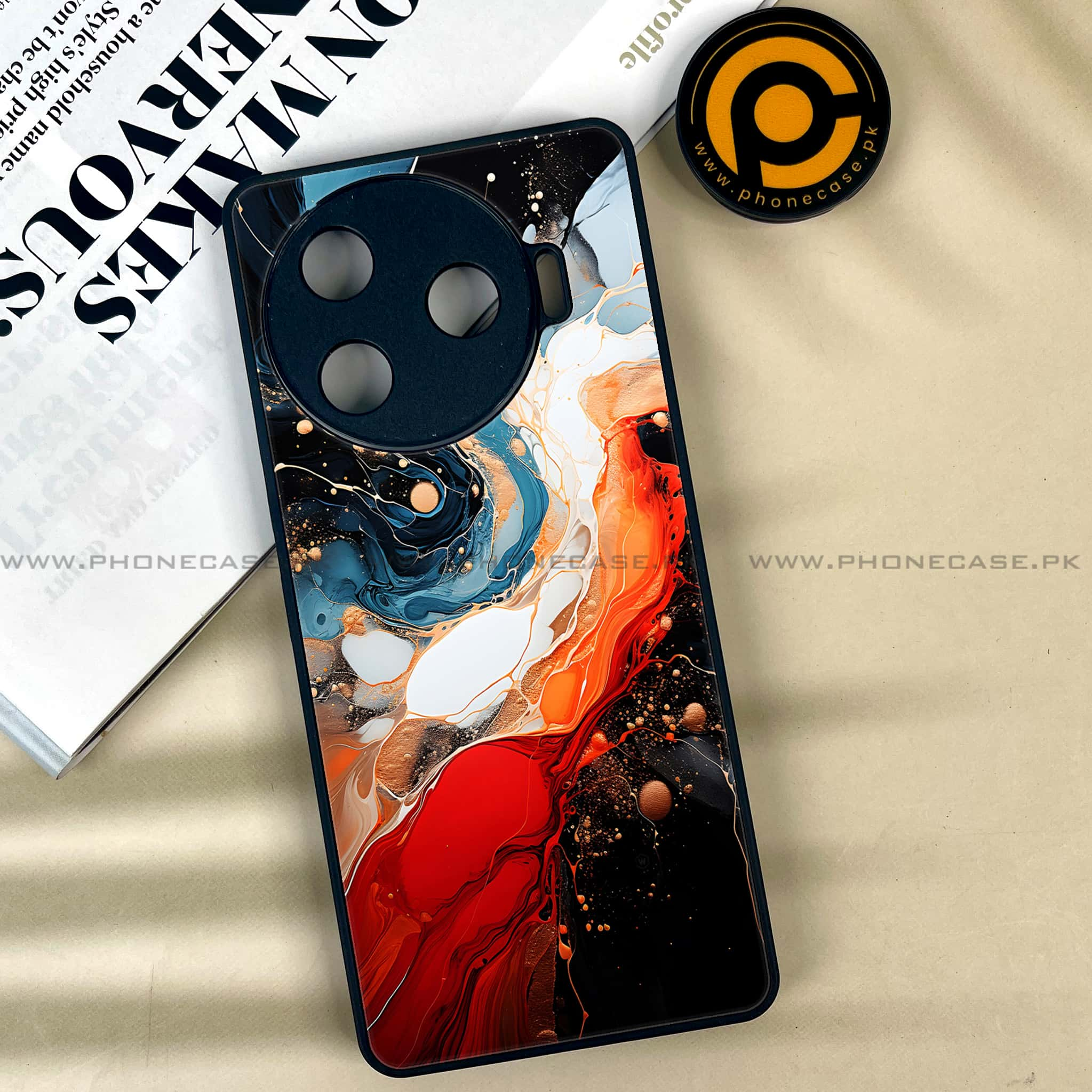 Tecno Camon 30 Pro - Liquid Marble 2.0 Series - Premium Printed Glass soft Bumper shock Proof Case